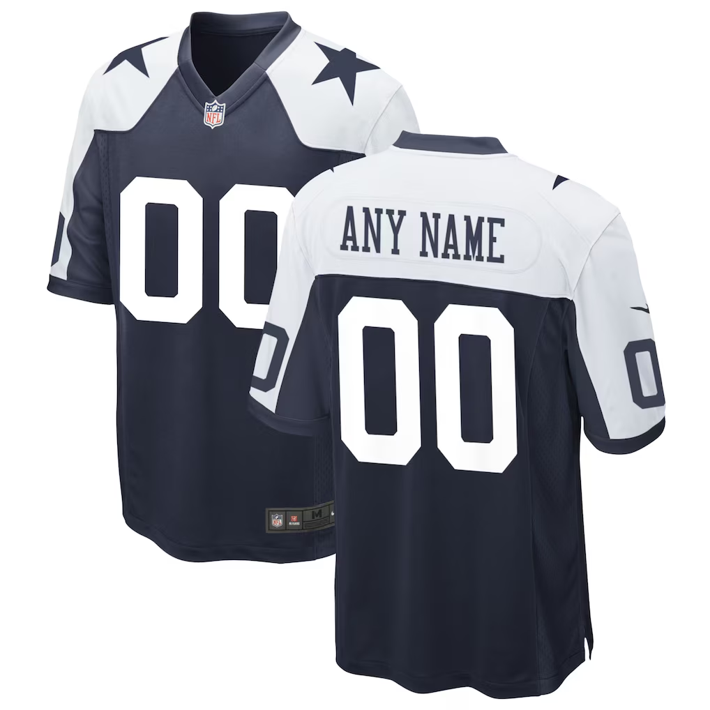 Customized Dallas Cowboys Nike Navy White Alternate Custom Game Jersey