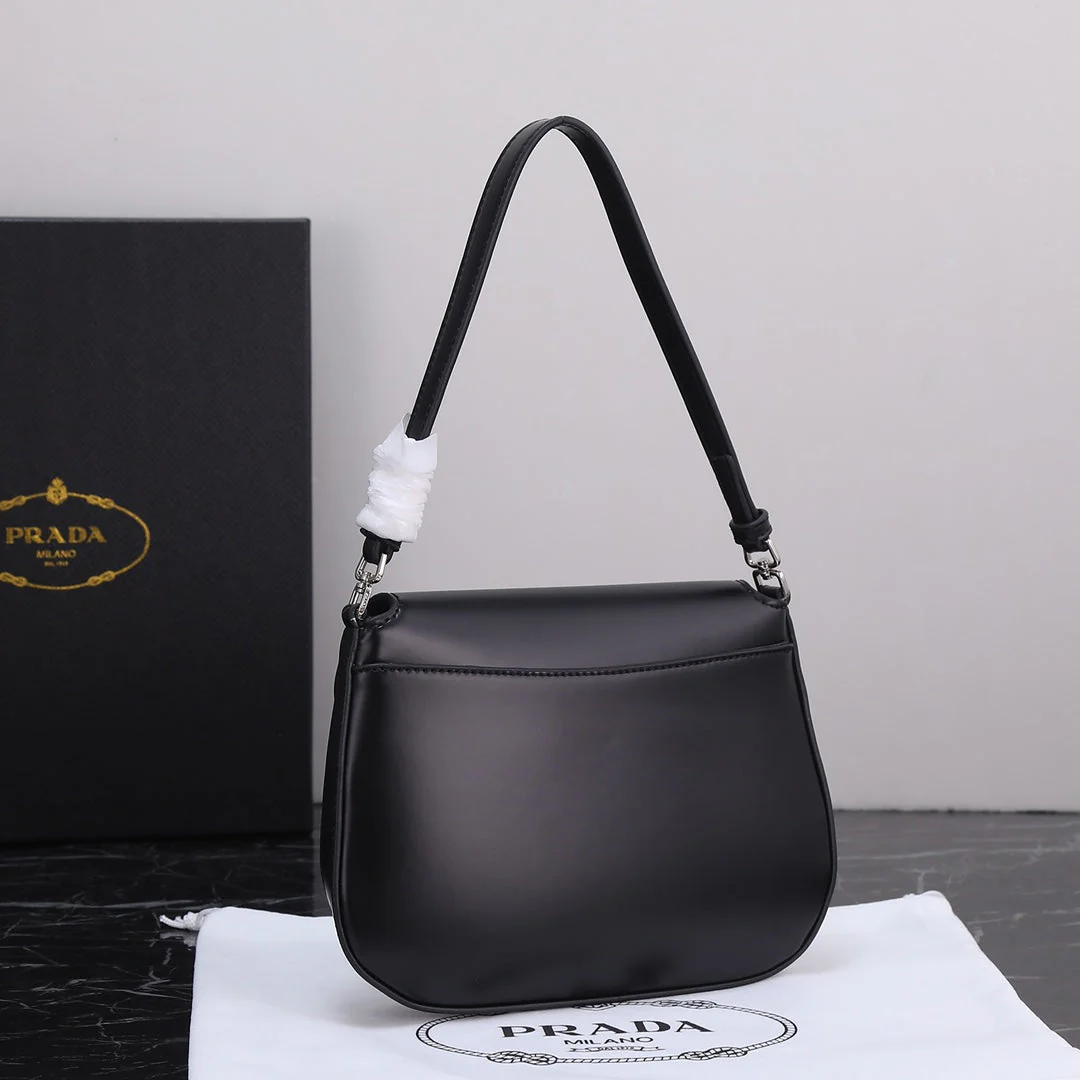 Prada 23 BAG IN BLACK CALFSKIN SILVER HARDWARE