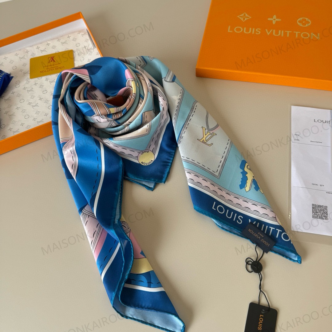 Louis Vuitton LV Luggage Tag 90 Square Scarf - KAIROO