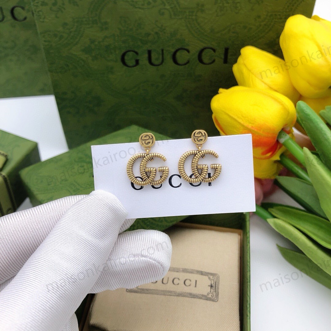 Gucci Textured Double G Dangle Earrings - KAIROO