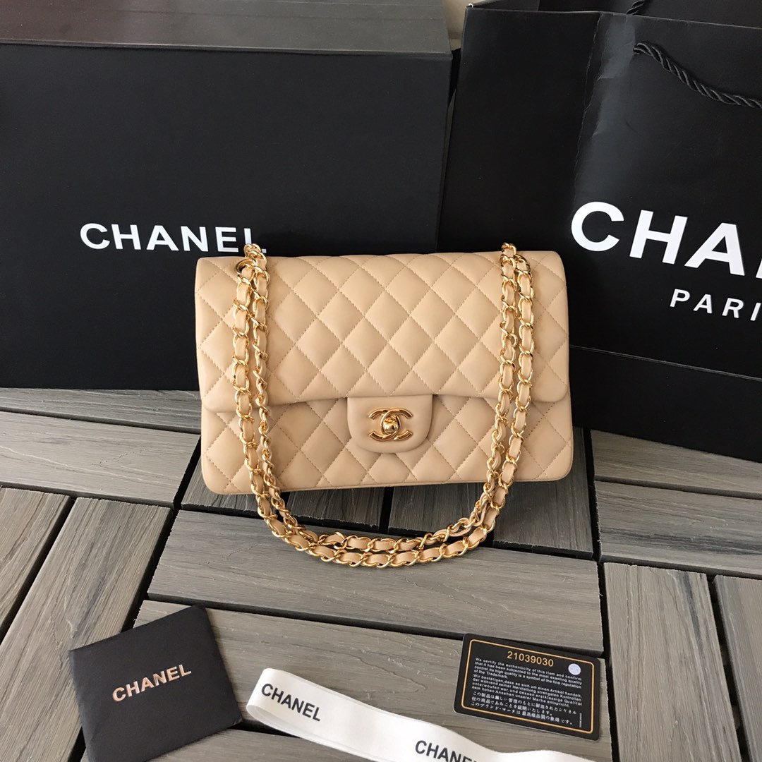 Chanel Classic 11.12 Handbag in Beige Lambskin