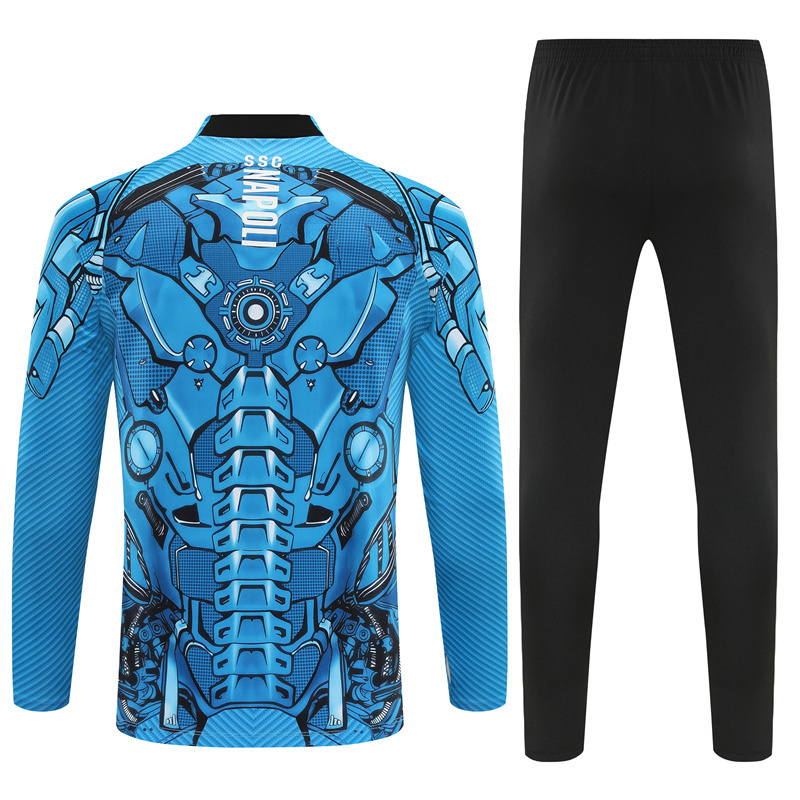Adult/ Kids 2526 Napoli half zipper Training suit Blue