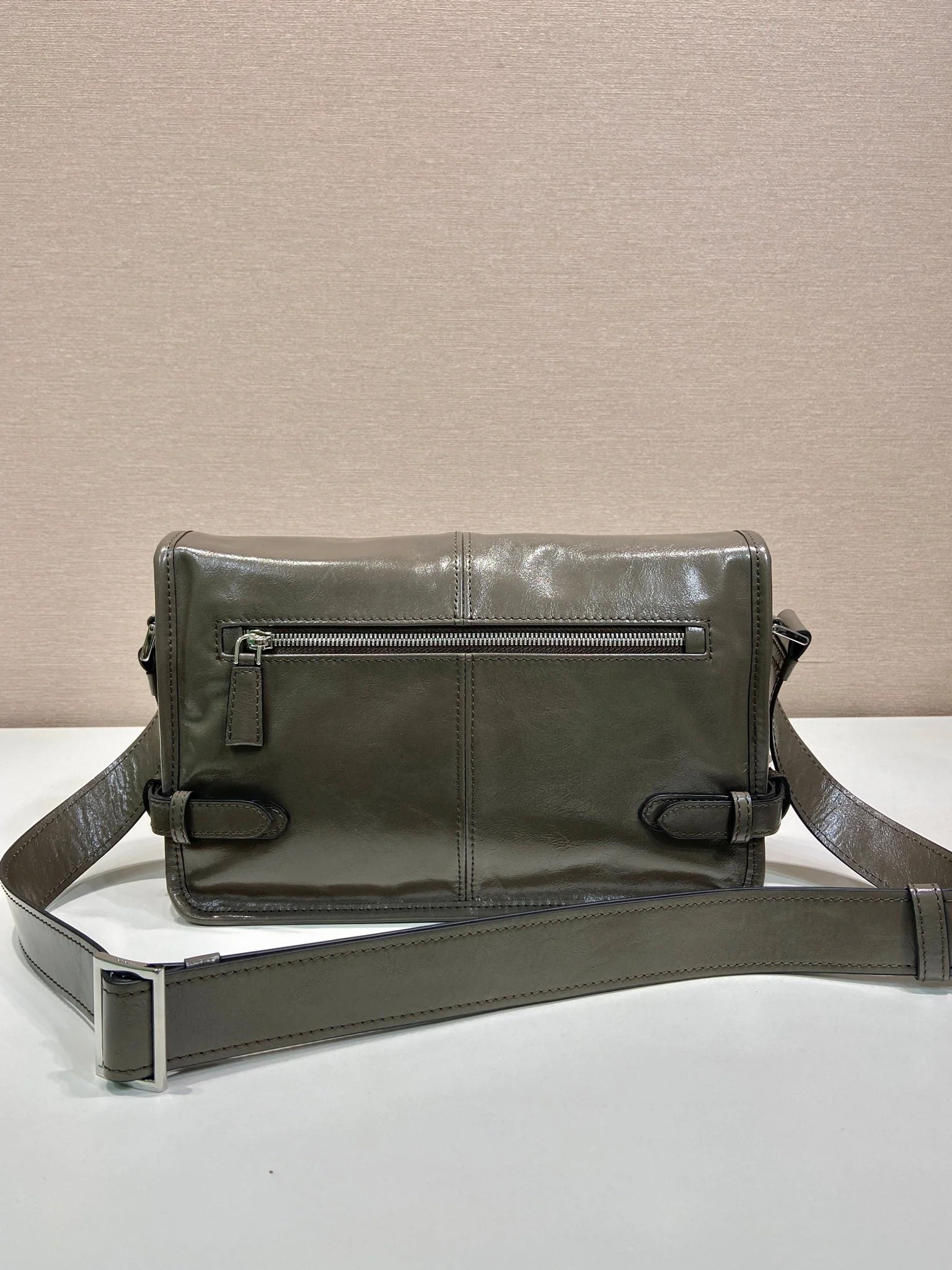 Prada MESSENGER BAG 30 IN TROUT GRAY SOFT AND SHINY CALFSKIN