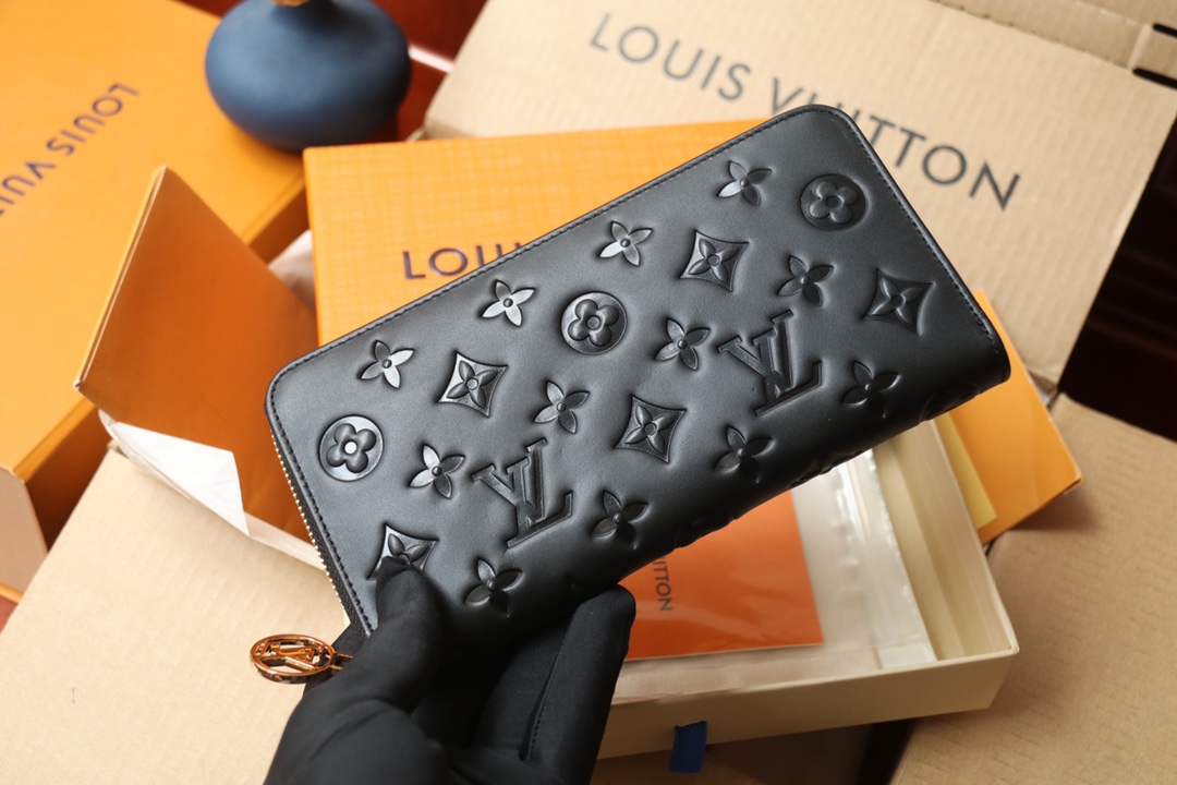 M81510 LV Coussin Zippy wallet in Black Monogram Embossed Lambskin