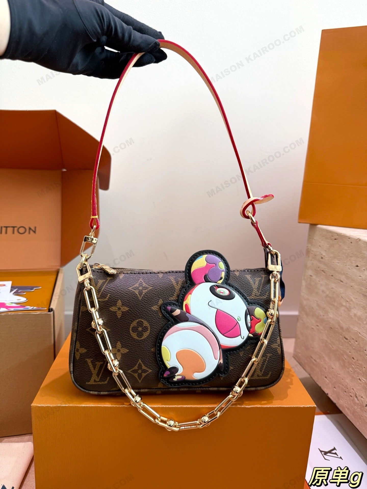 Louis Vuitton LV x TM Pochette Accessoires Multicolor Panda Patch Monogram Hobo Shoulder Bag - KAIROO