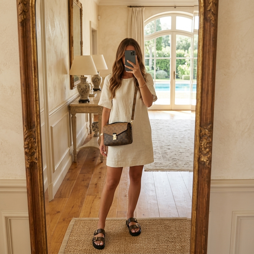 Louis Vuitton LV Classic Monogram Metis Messenger Bag & Double-Strap Flat Slides Set - KAIROO