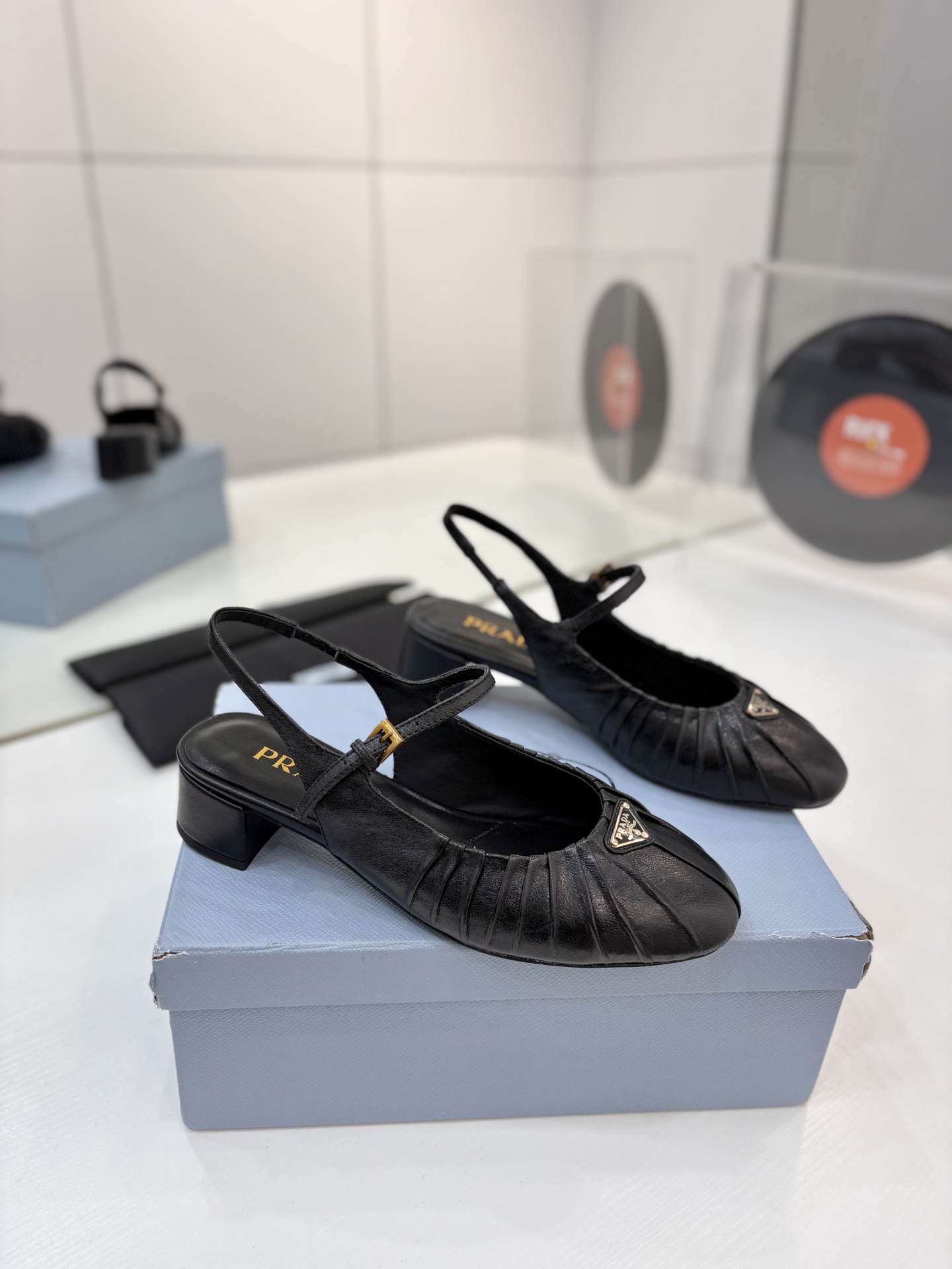 Prada Low Heeled Leather Ballerinas Slingback