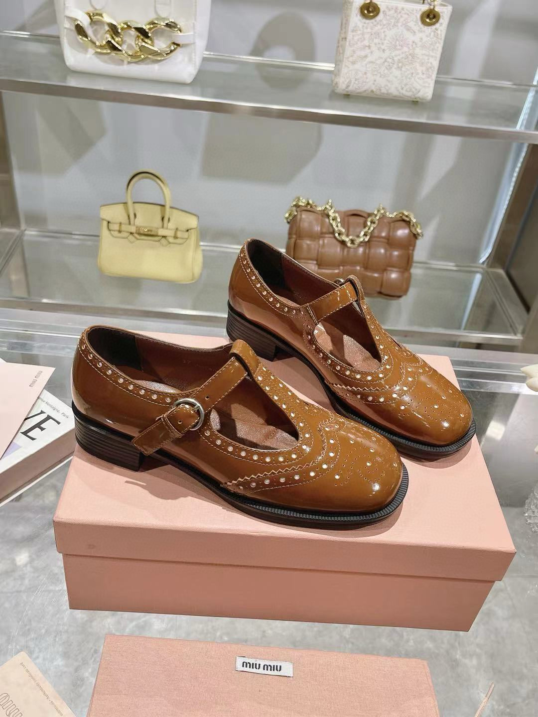 Miu Miu Brown Shiny leather Loafer