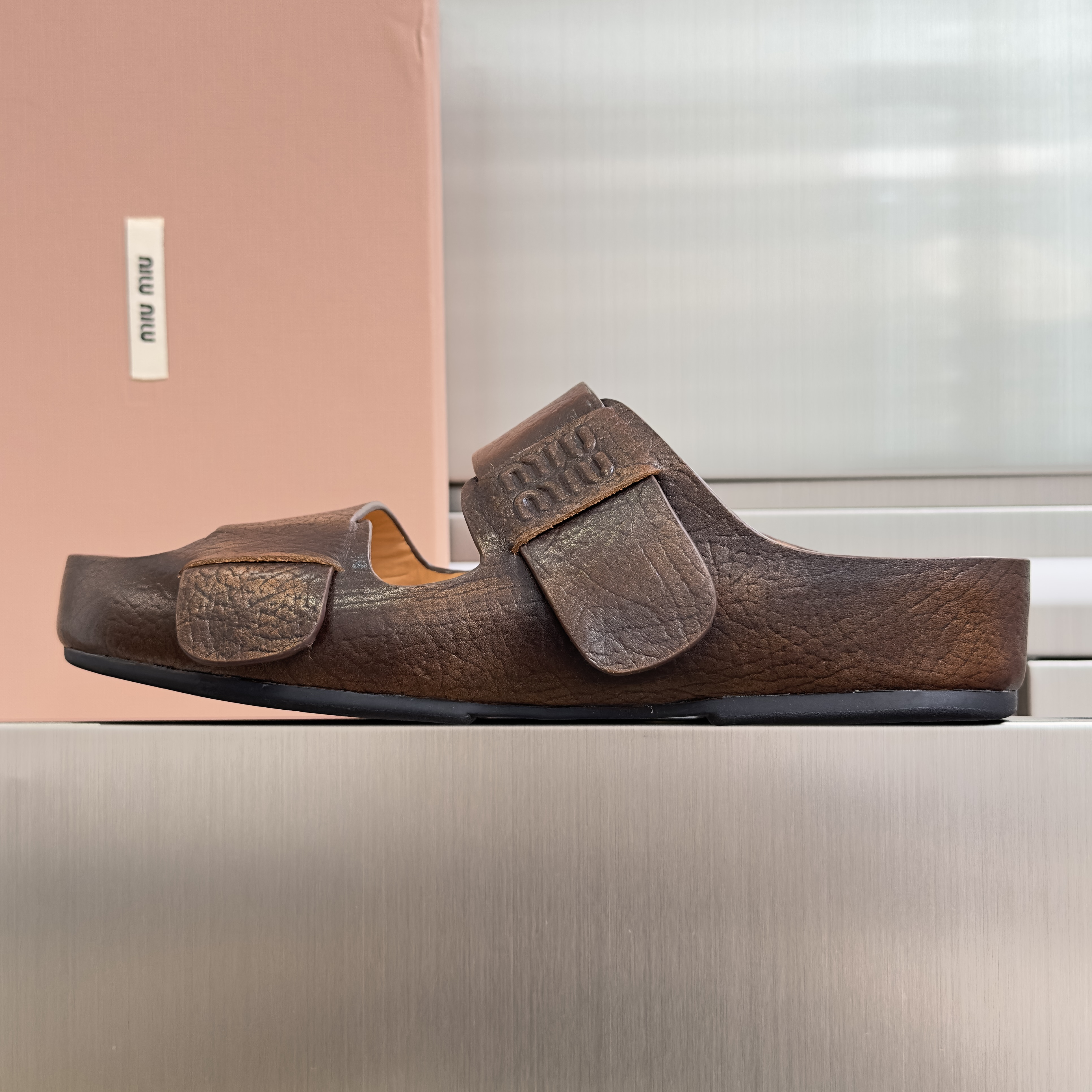 Miu Miu Bleached leather Sandals