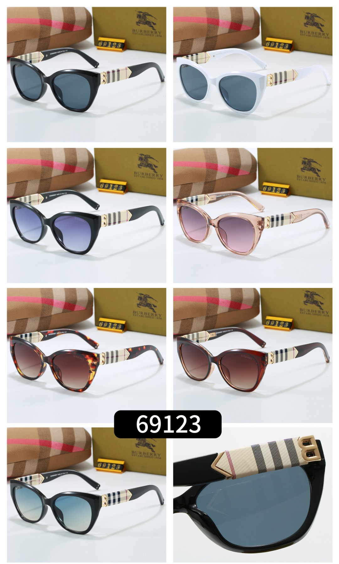 Burberry Check Detail Cat-Eye Sunglasses - KAIROO