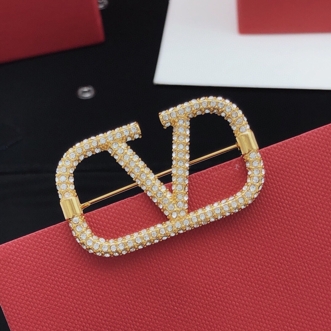 Valentino Full Rhinestone Brooch