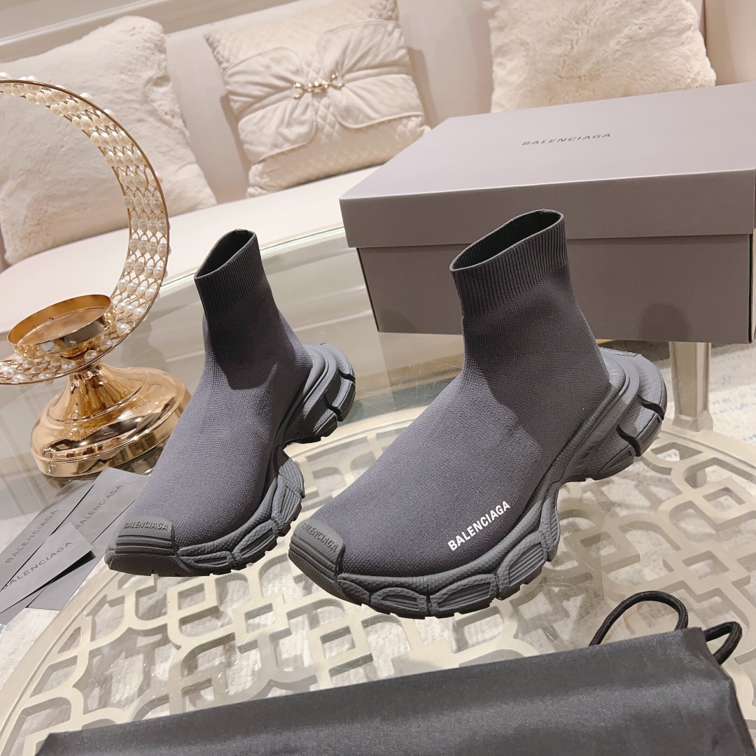 Balenciaga Speed 3XL Grey Recycled Knit Multi-Piece Sole Slip On Sock Booties Sneakers - KAIROO