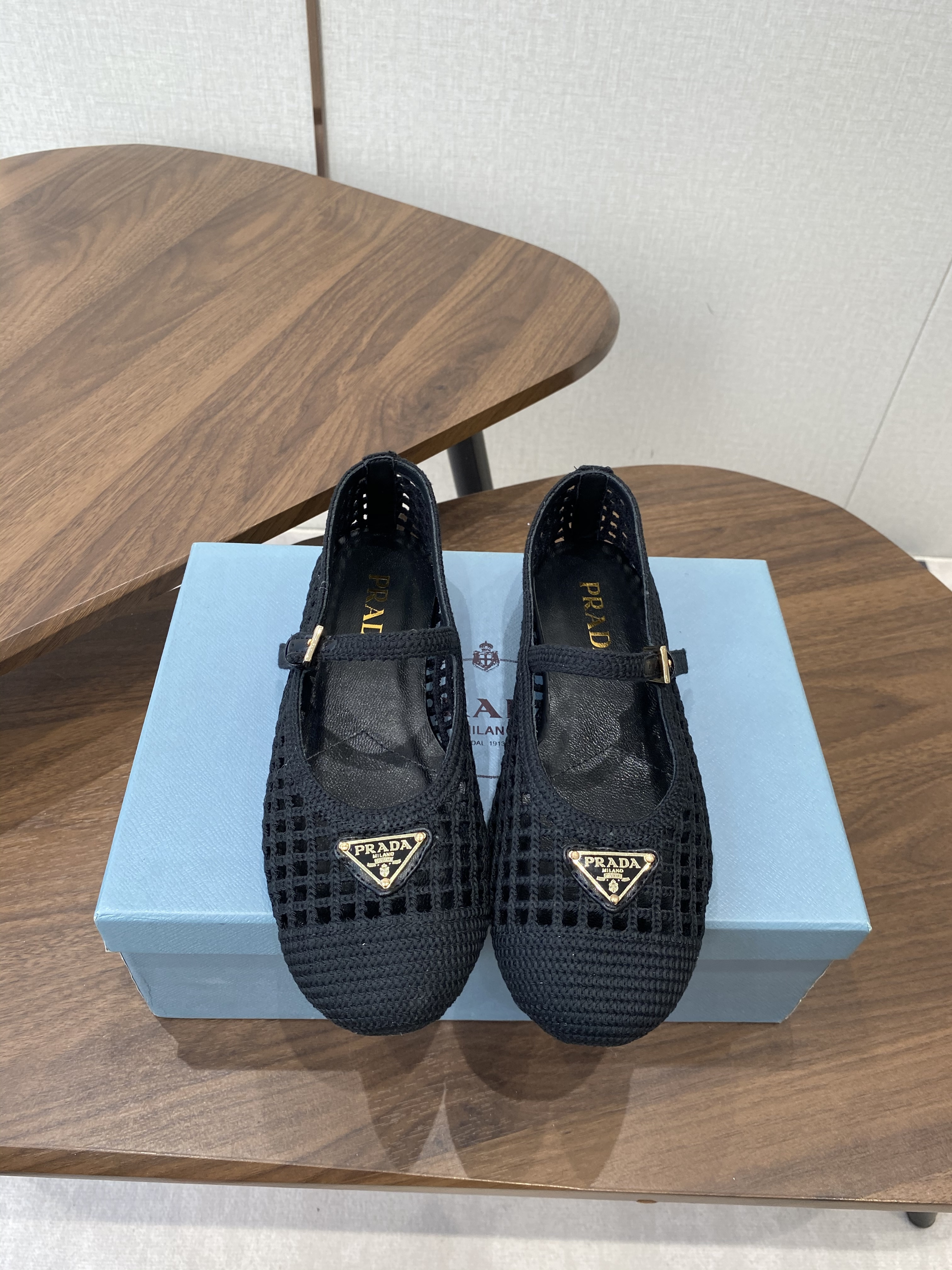 Prada mesh fabric ballerinas