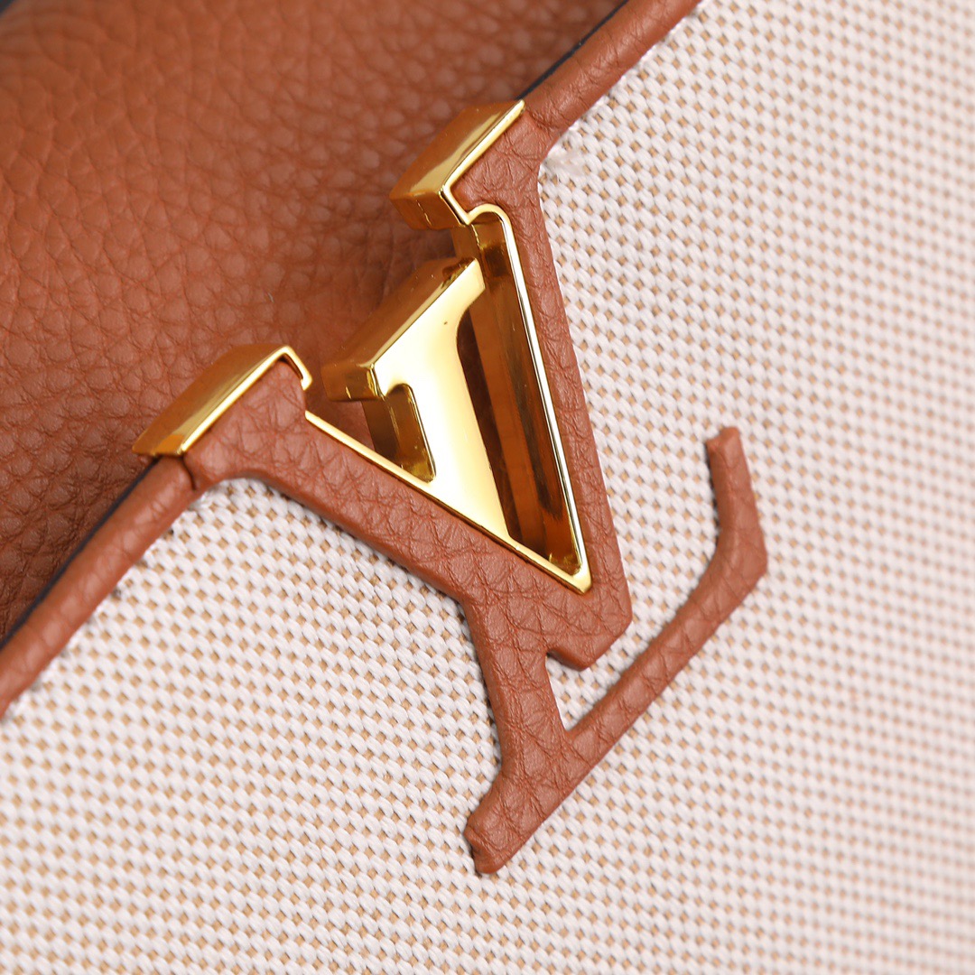 Louis Vuitton Bags lv Calfskin handles and canvas tote bag