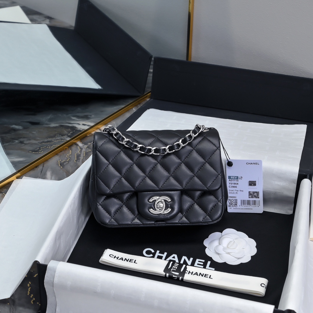 Chanel Mini Classic Handbag in Black Lambskin