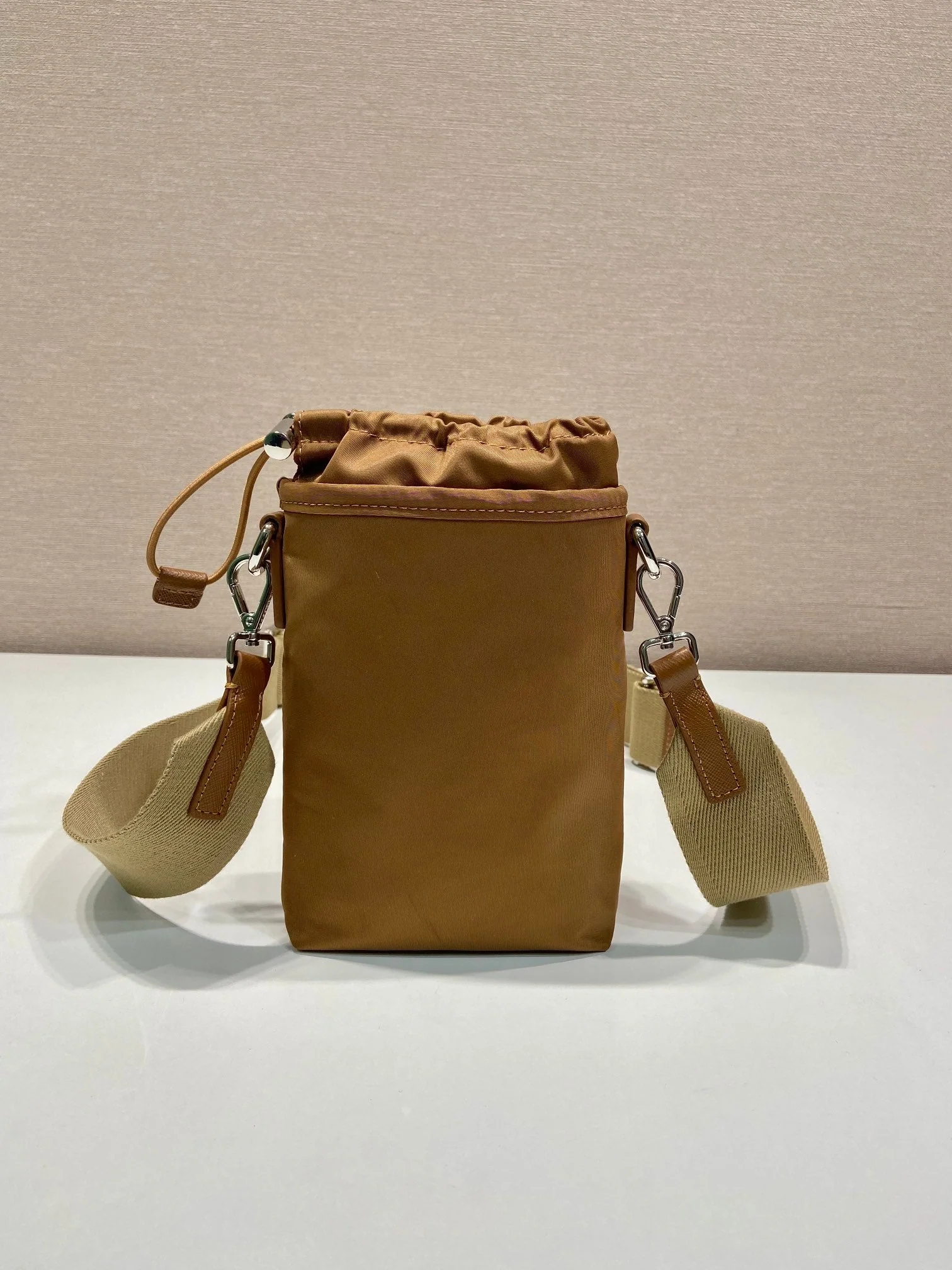 Prada PHONE BAG 18 IN SEPIA BROWN RE-NYLON