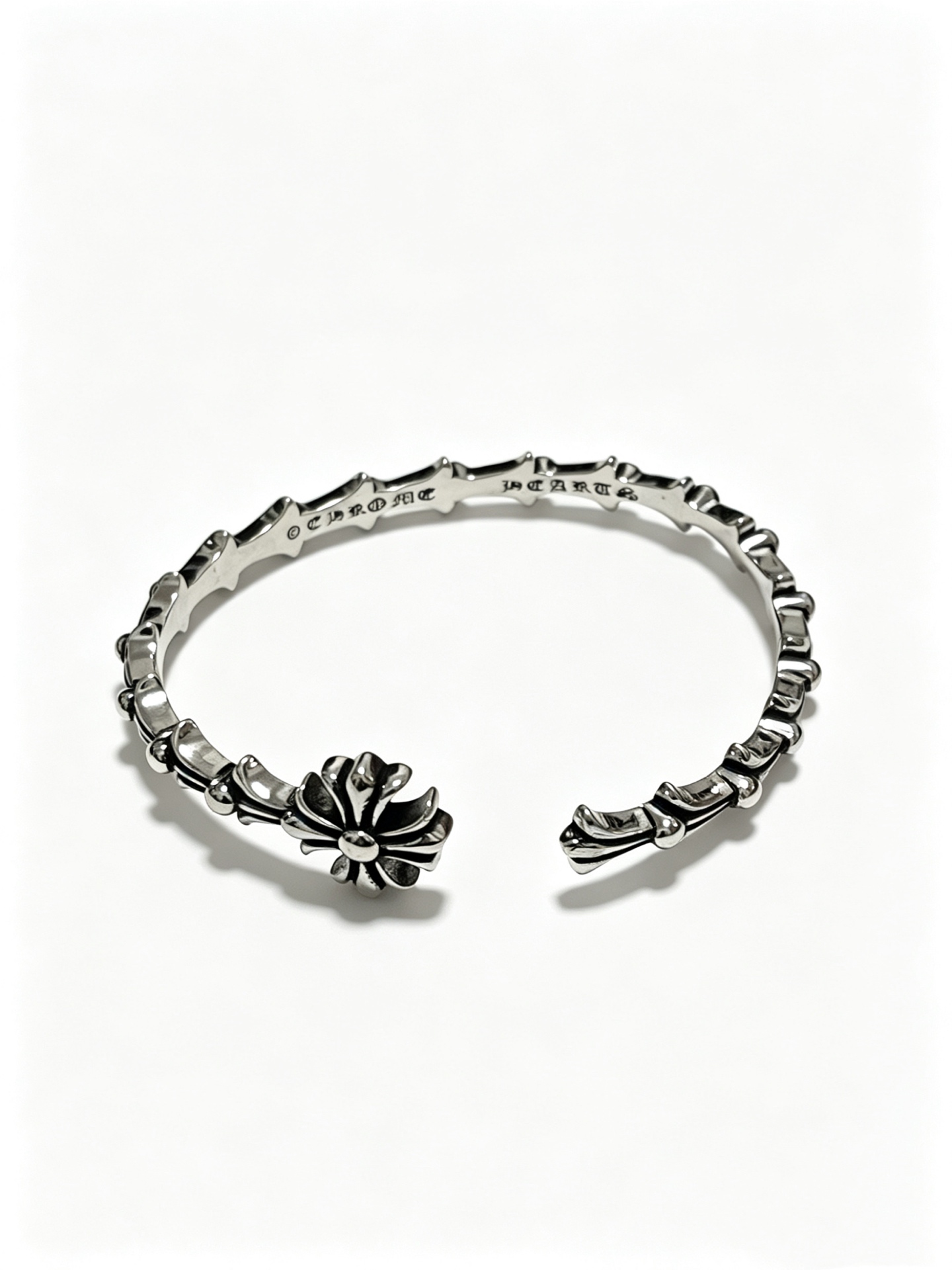 Chrome Hearts Oxidized Silver Unisex Bracelet