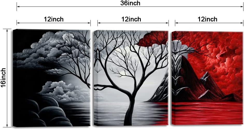 Wieco Art The Cloud Tree 3 Panels Modern Giclee Canvas Prints Artwork Abstract Seascape Paintings Reproduction Sea Beach Pictures Printed on Canvas Wall Art for Home Decorations Wall Decor