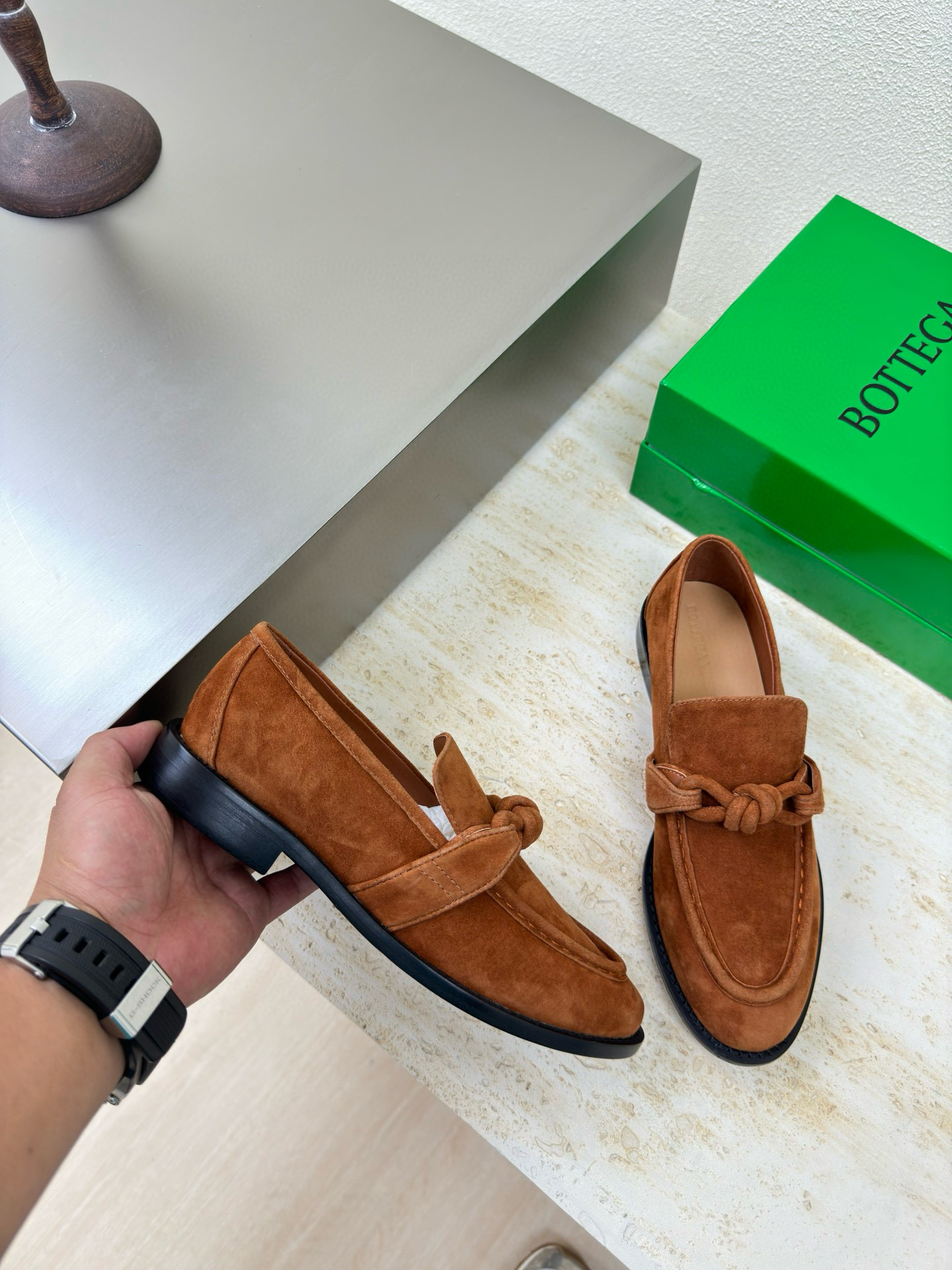 Bottega Women's Astaire Loafer in Brown Suede