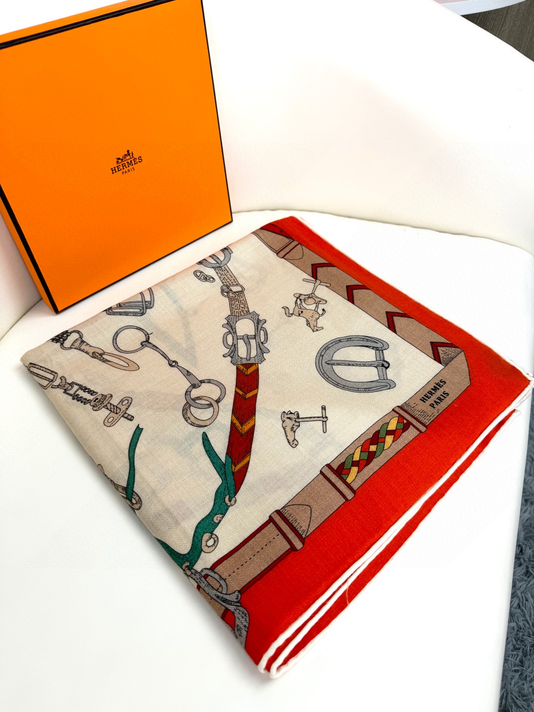 Hermes cashmere and silk shawl 135cm