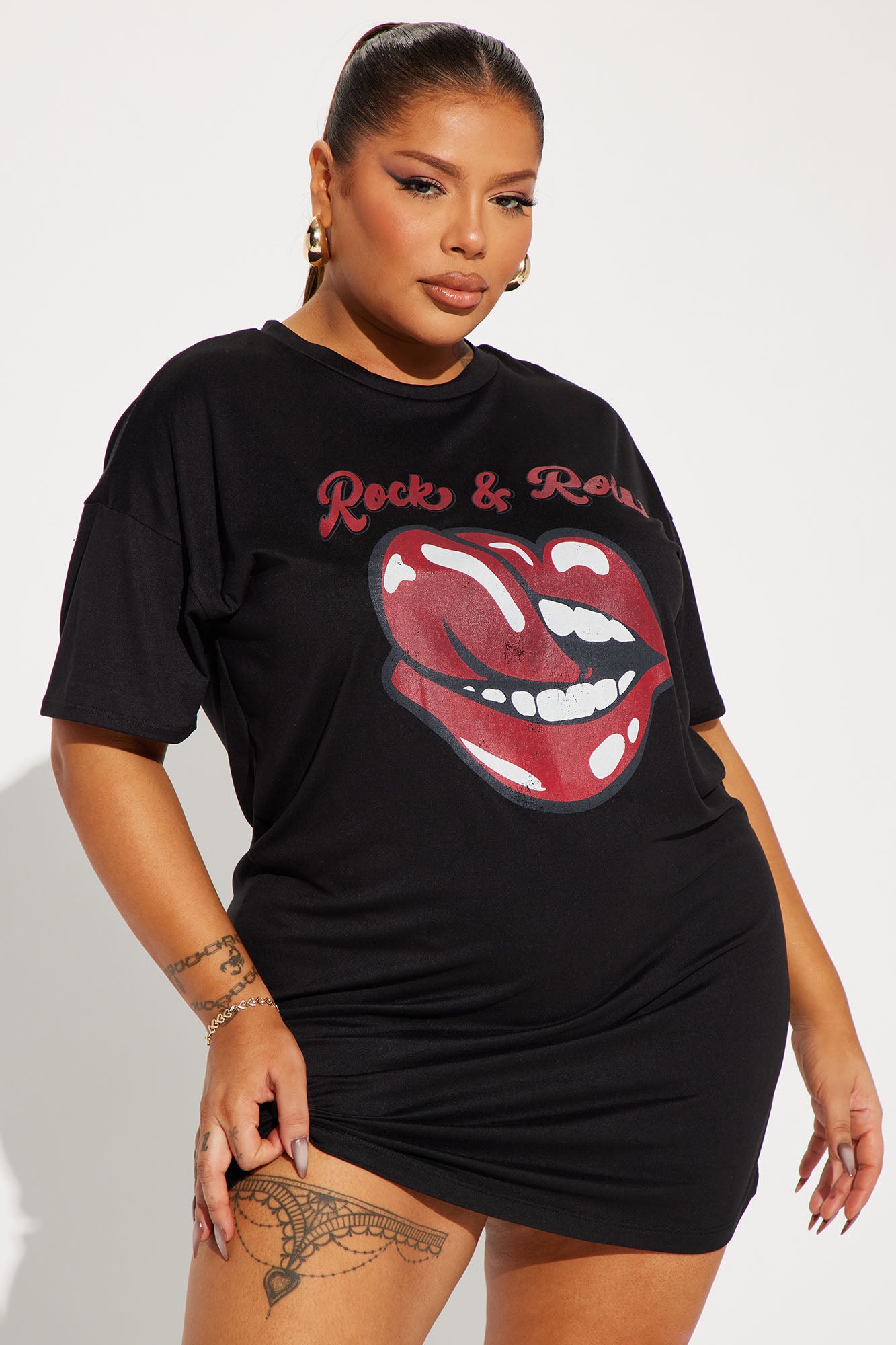 Rock and Rolling T-Shirt Dress - Black