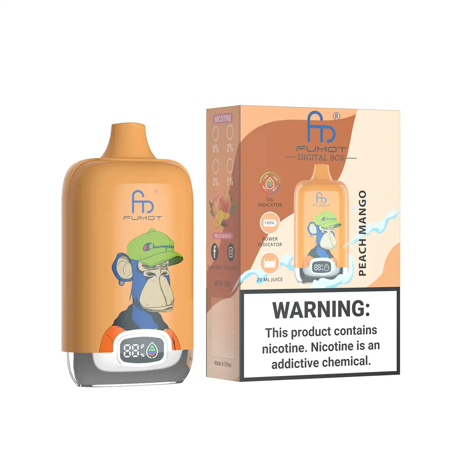 FUMOT Digital Box 12K Disposable Vape – Peach Mango - Vaba Vape-Shop