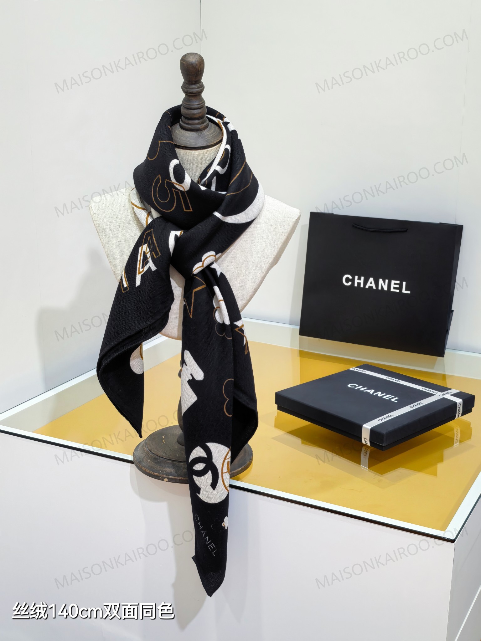 Chanel Icon Collage 140 Silk‑Cashmere Shawl Scarf - KAIROO