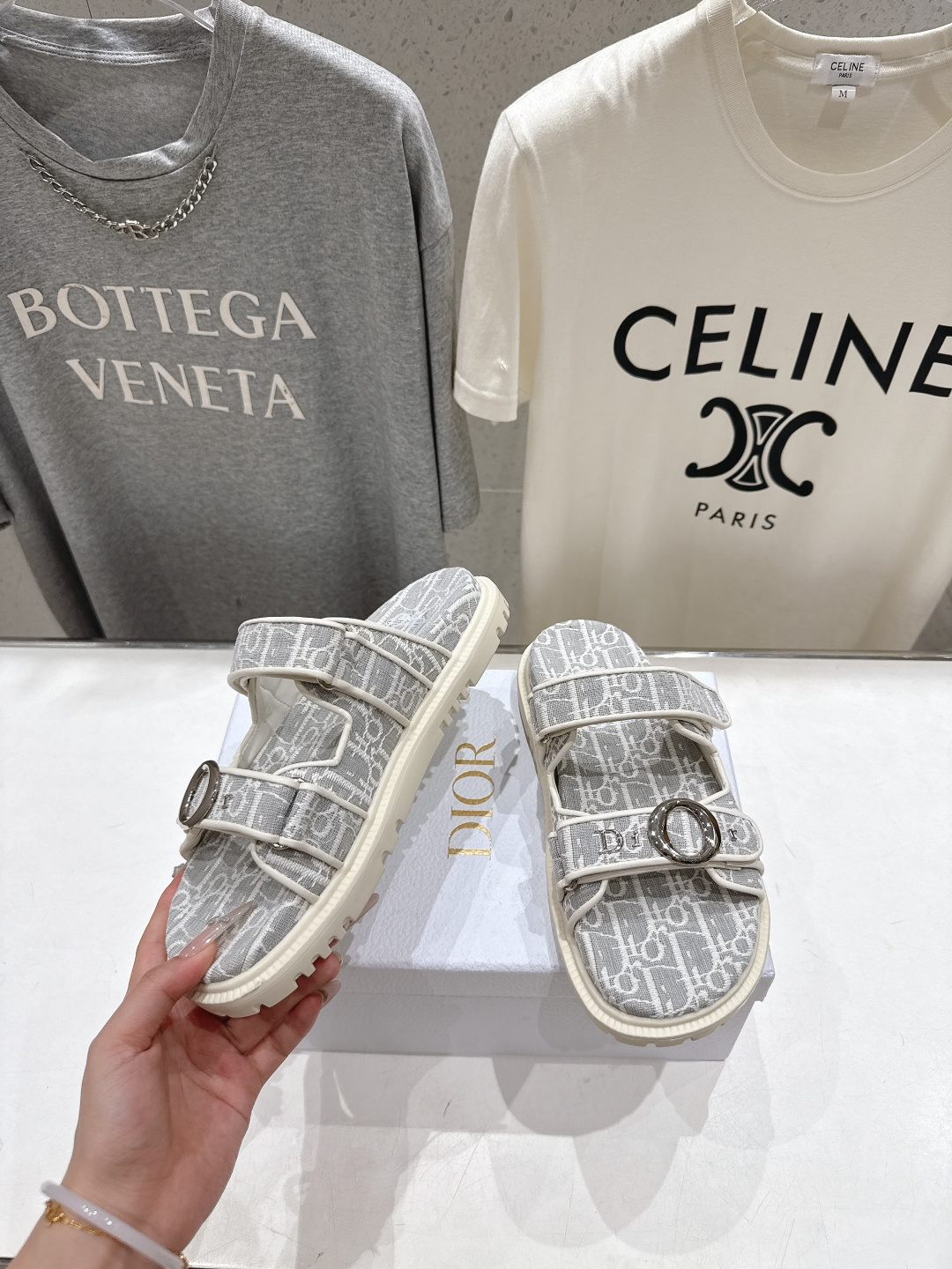 Dior F019 Fabric Slide in Grey