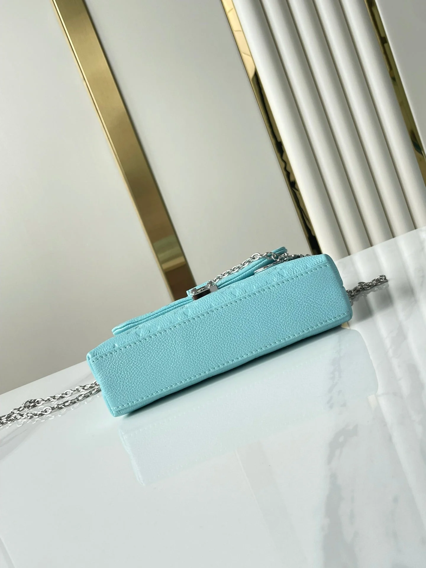 Louis Vuitton LV NANO MADELEINE 21 IN SKY BLUE EMBOSSED CALFSKIN SILVER HARDWARE