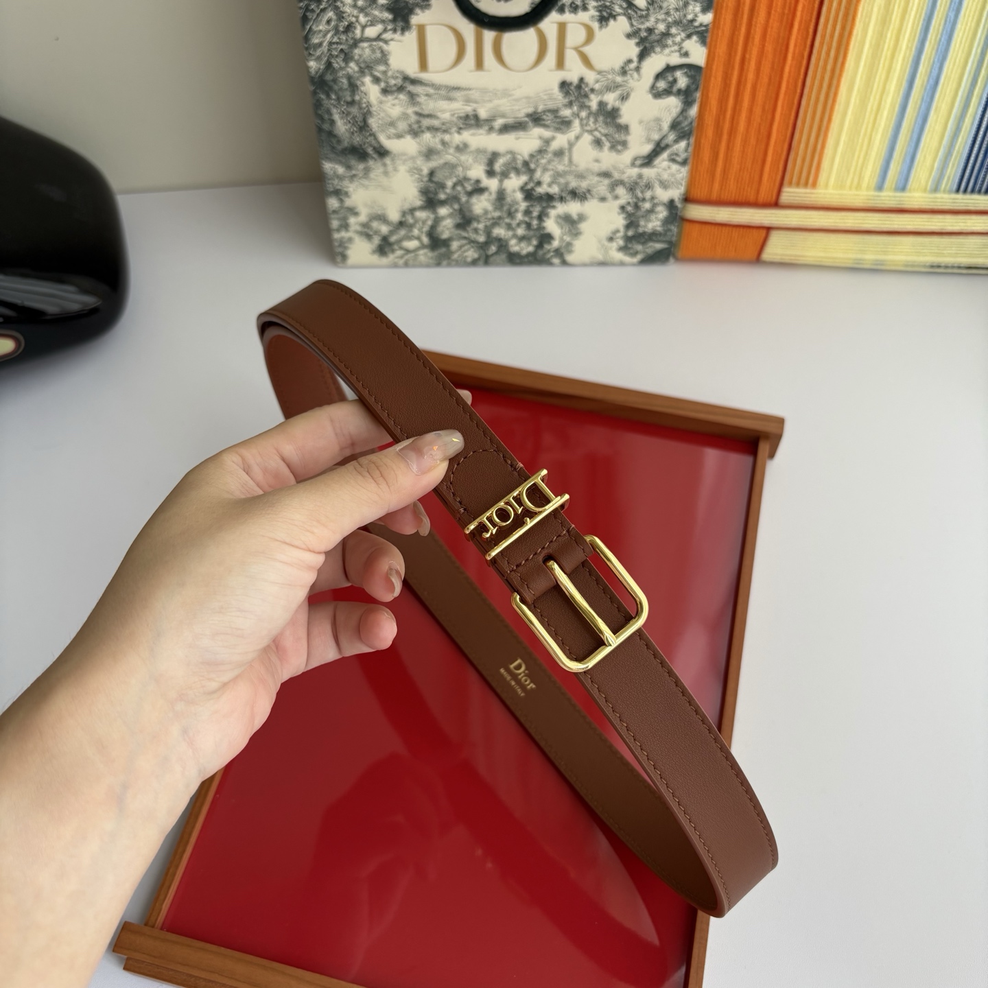 Dior D-dream Small Leather Belt 2cm