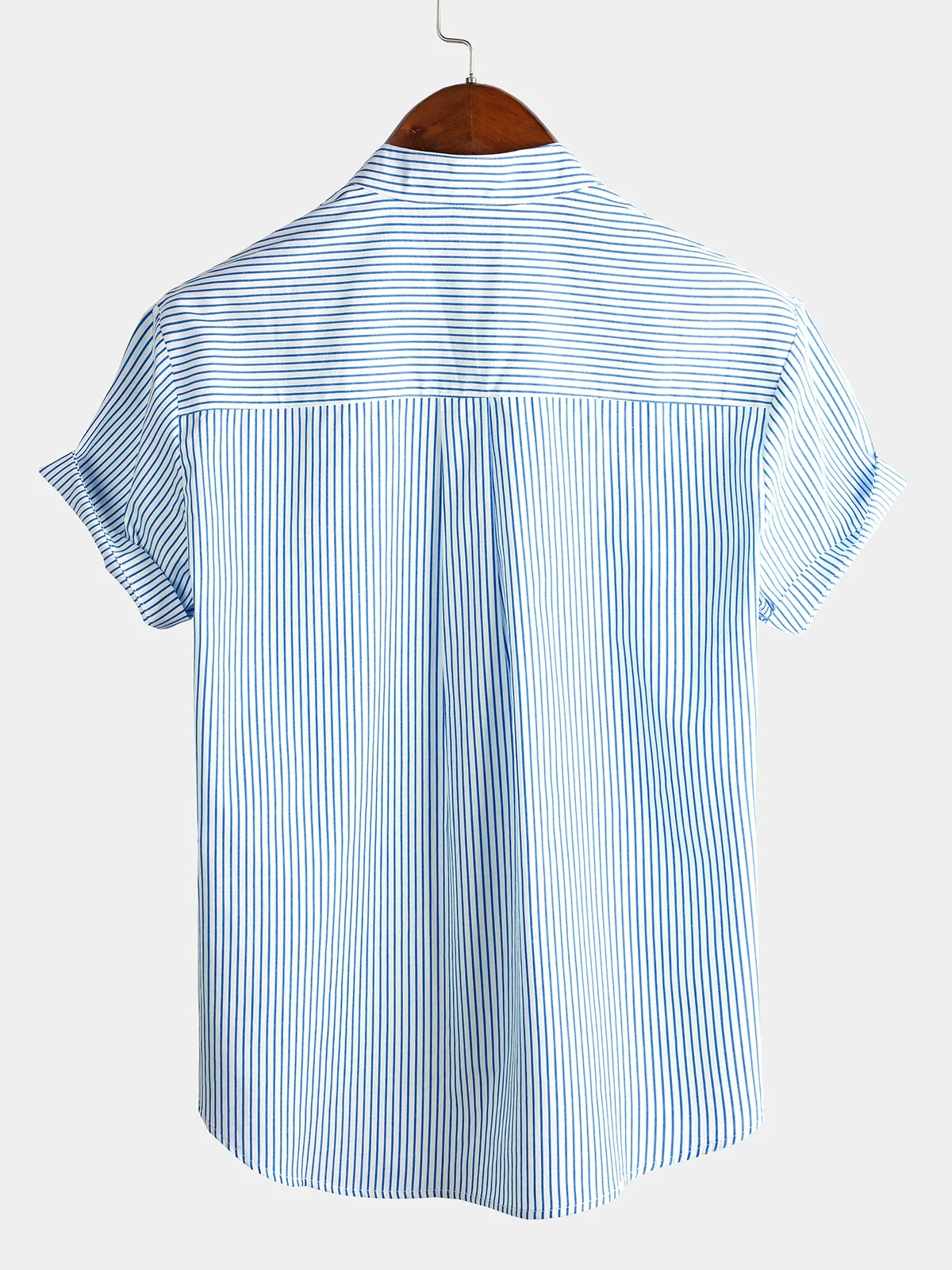 Men's Breathable Cotton Striped Short Sleeve Shirt