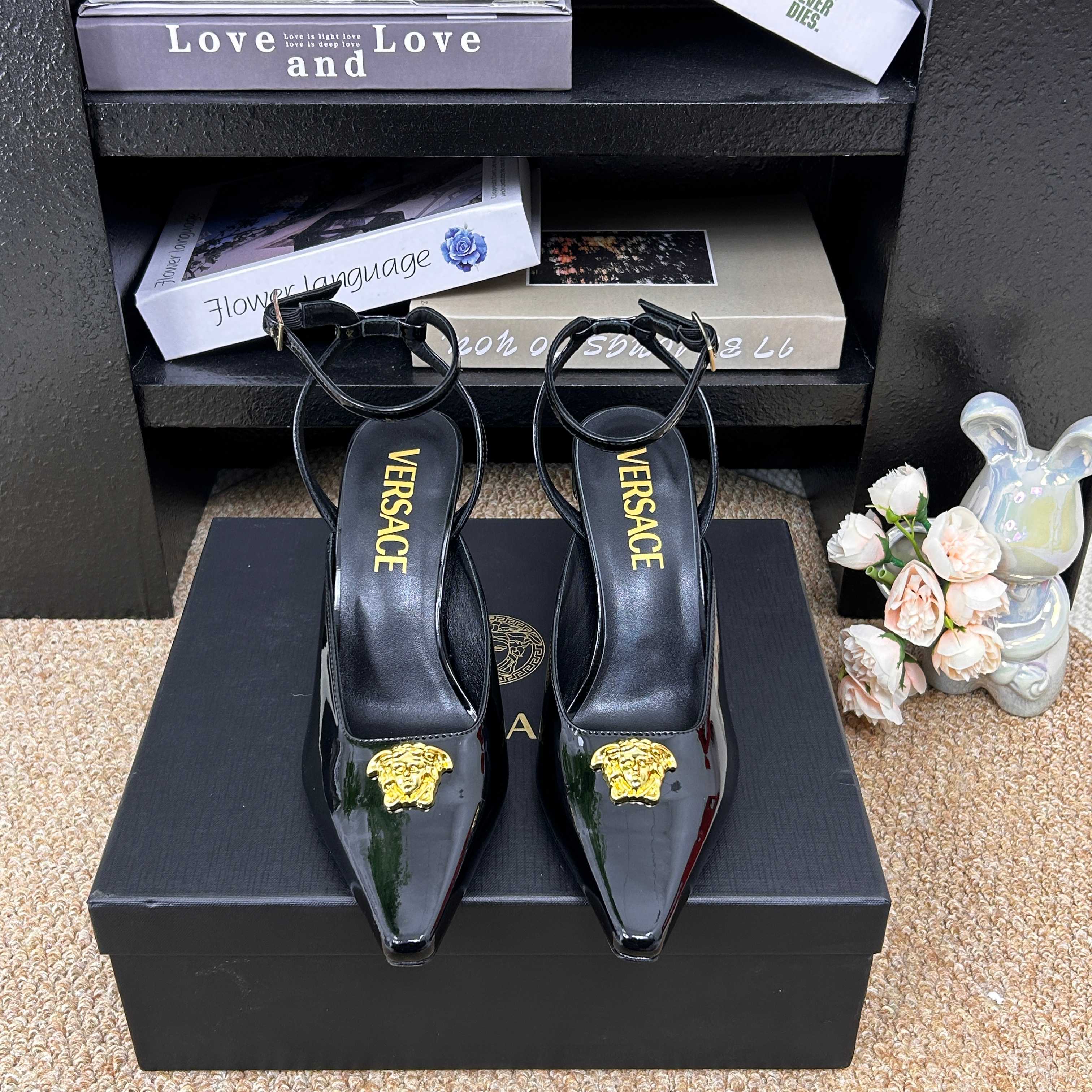 Versace Shiny Leather Slingback Pump