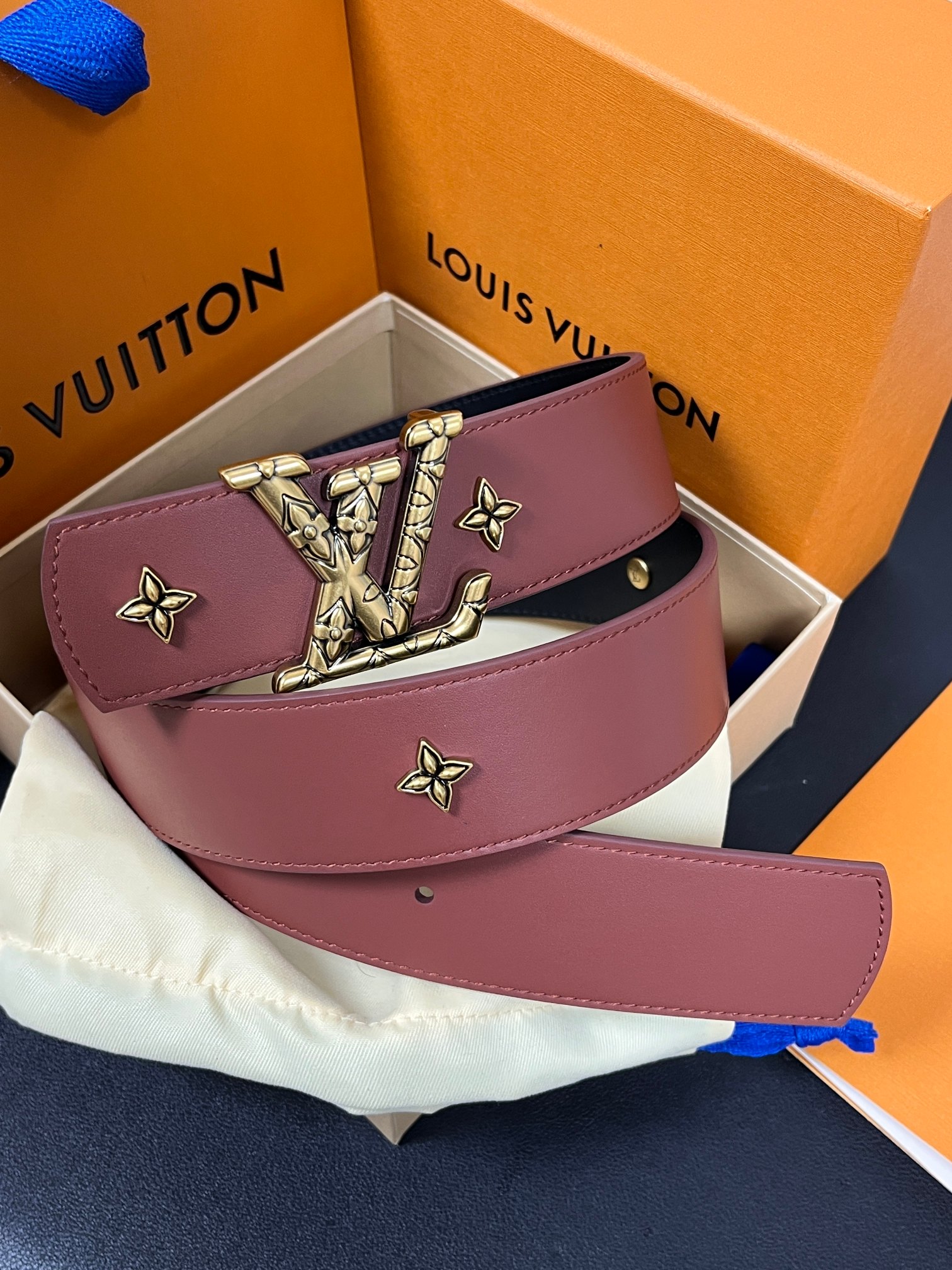 LV Dimension Drift Flower Studs 40mm Reversible Belt