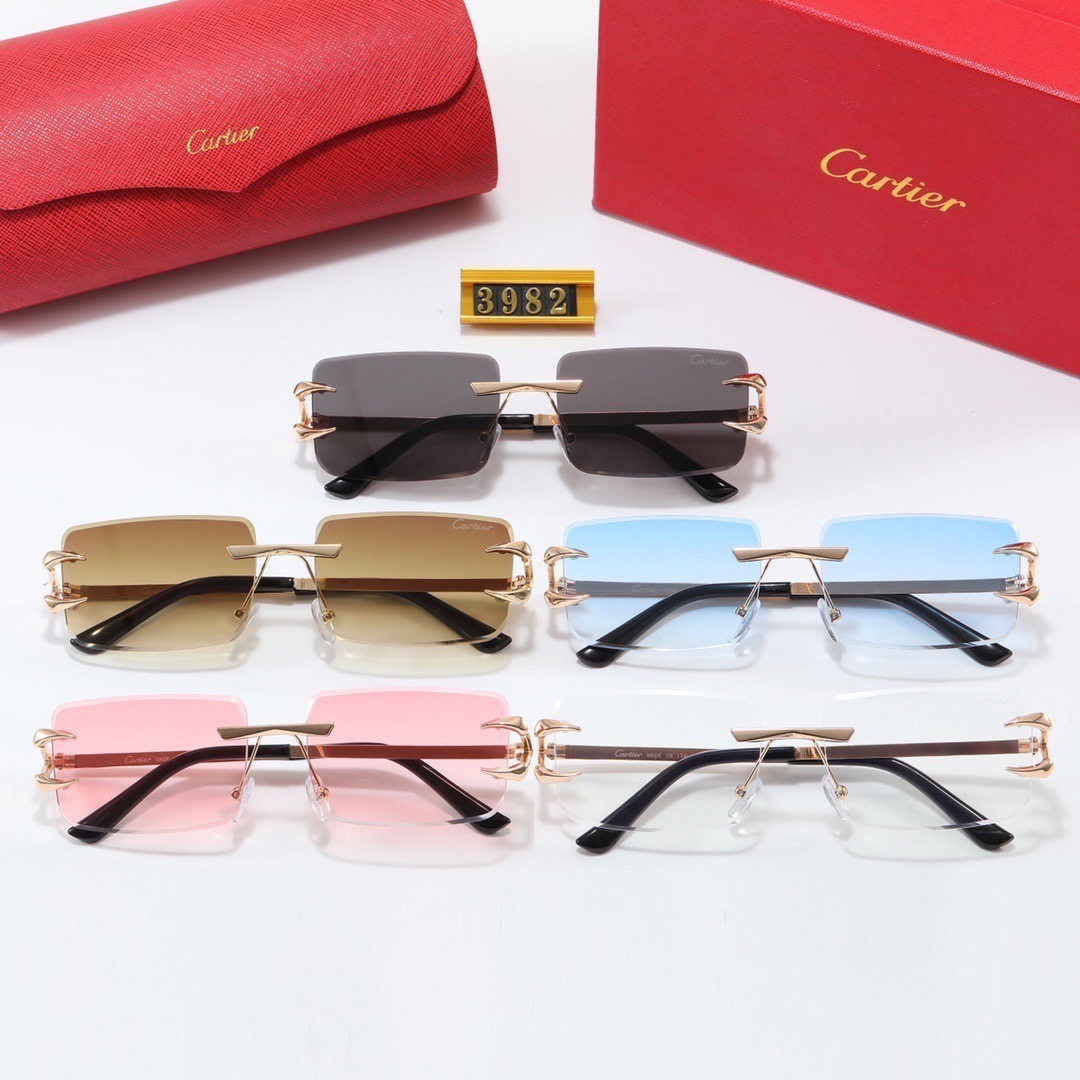 Cartier Metal Rimless Rectangular Sunglasses Top quality - KAIROO