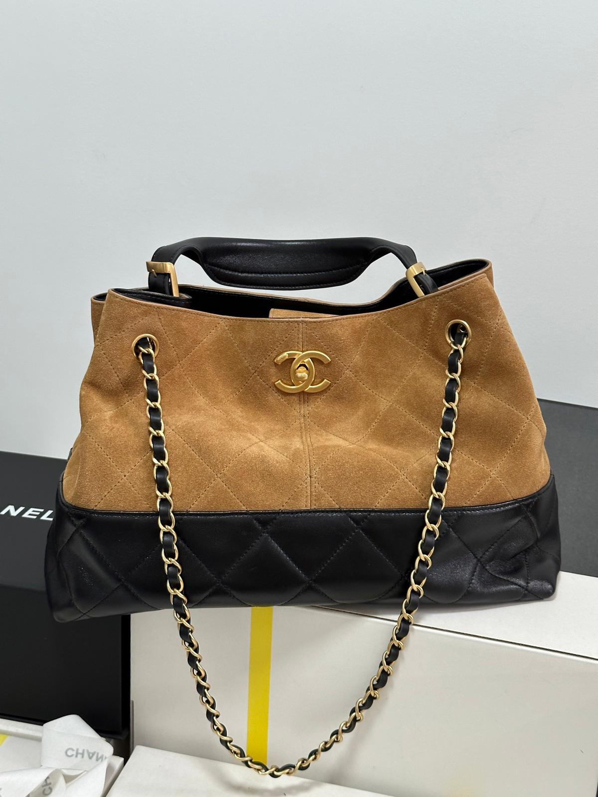 Chanel 25A Suede Leather Shopping Bag 2025 New Version