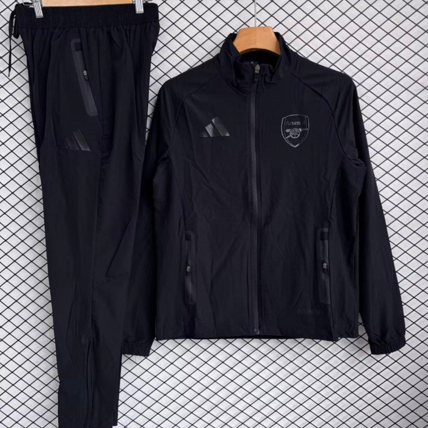 25/26 Arsenal Black Full zipper Jacket Tracksuit+ long pants S-2XL