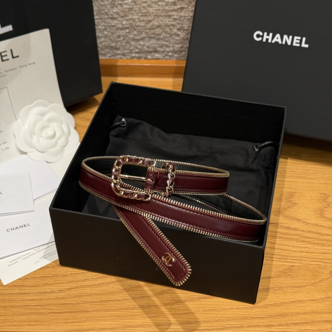 Chanel Luxury Small Leather Belt 2cm