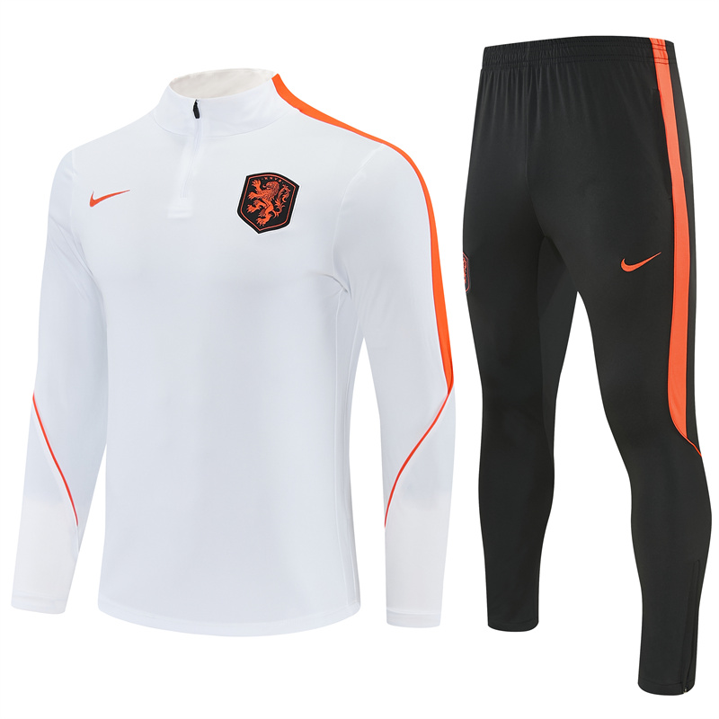 Adult/ Kids Netherlands 2627 Half Zippered Training Suit - White