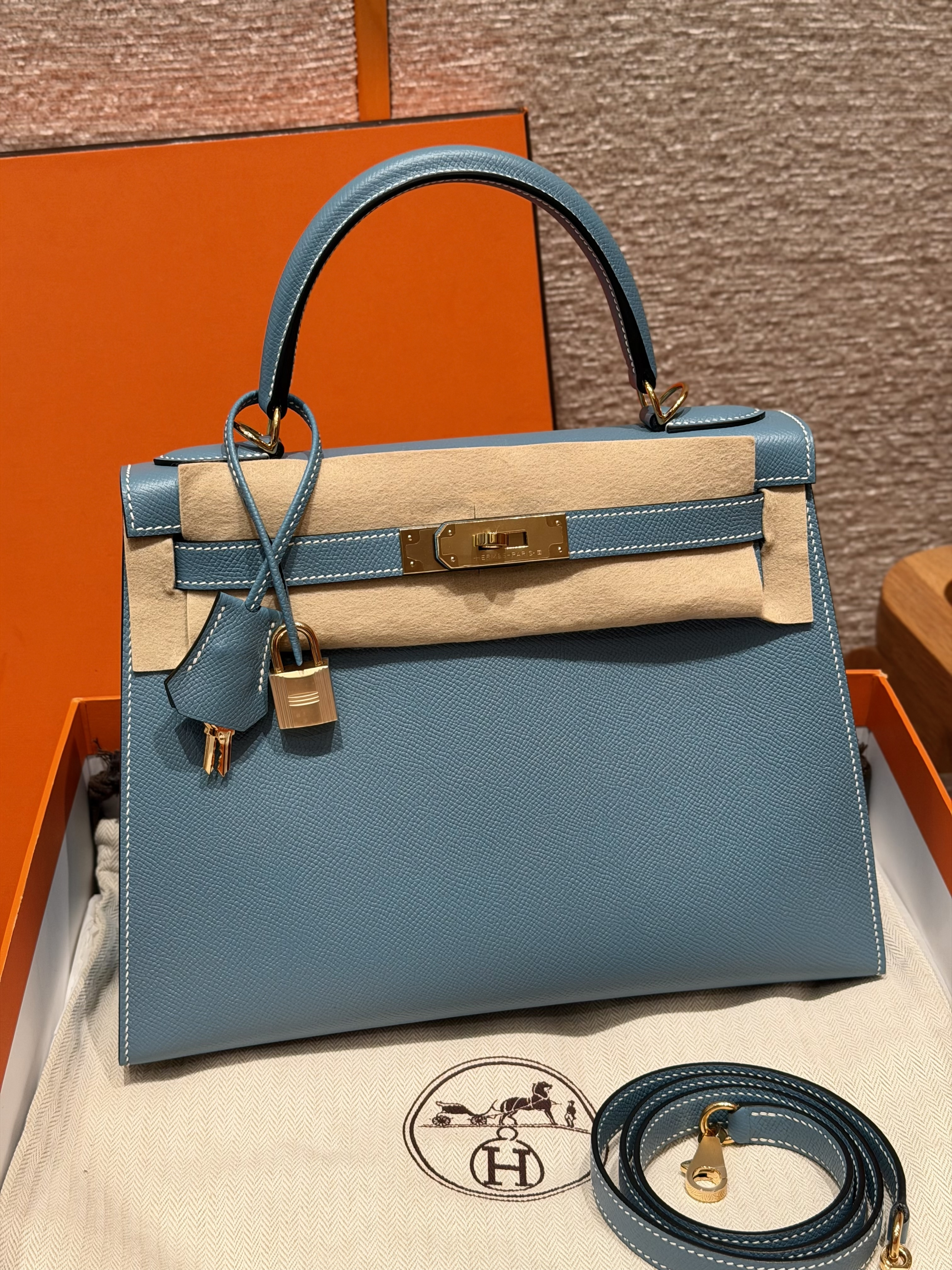 Hermes Blue Jean Epsom Kelly 28