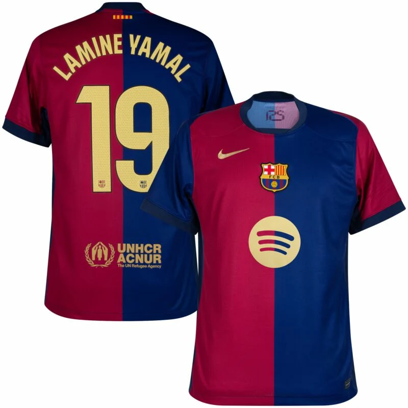 Barcelona Home  Lamine Yamal 19 Shirt  (La Liga) 2024-2025  player Version Size S-4XL