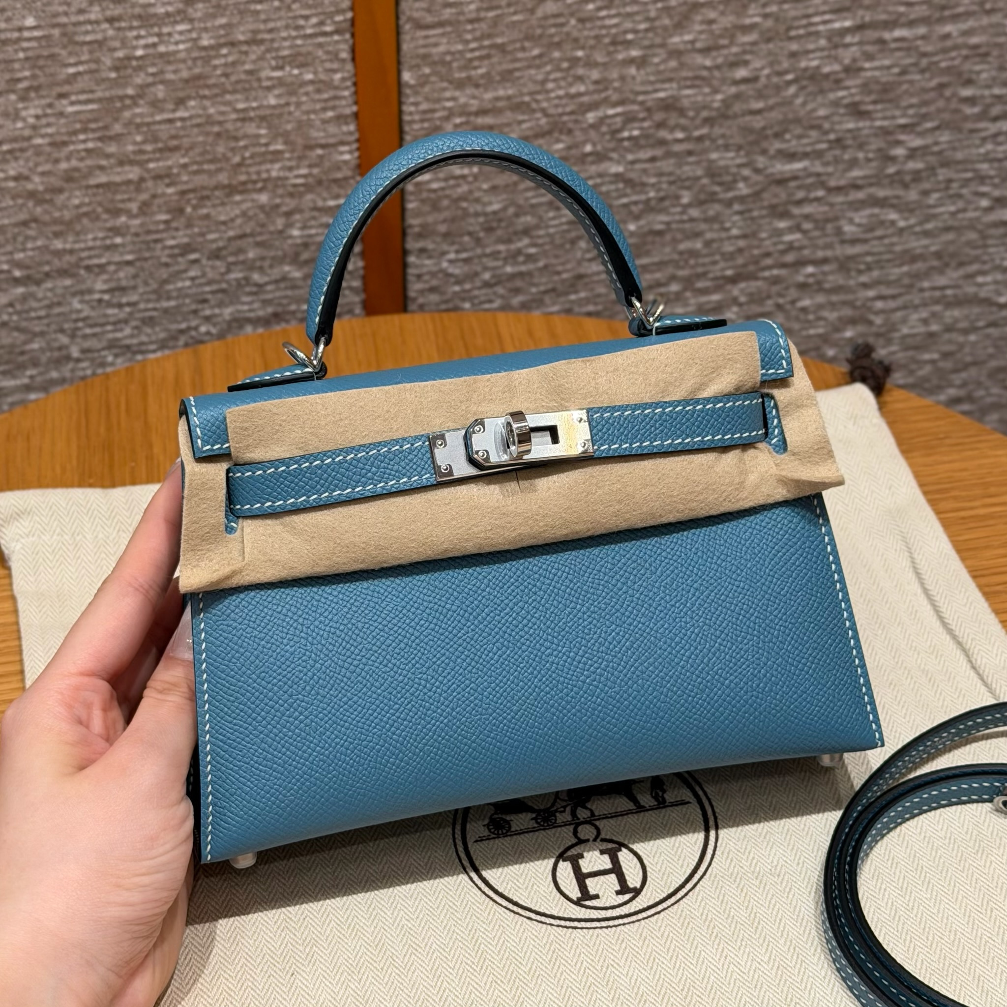Hermes Blue Jean Epsom Mini Kelly 20 II