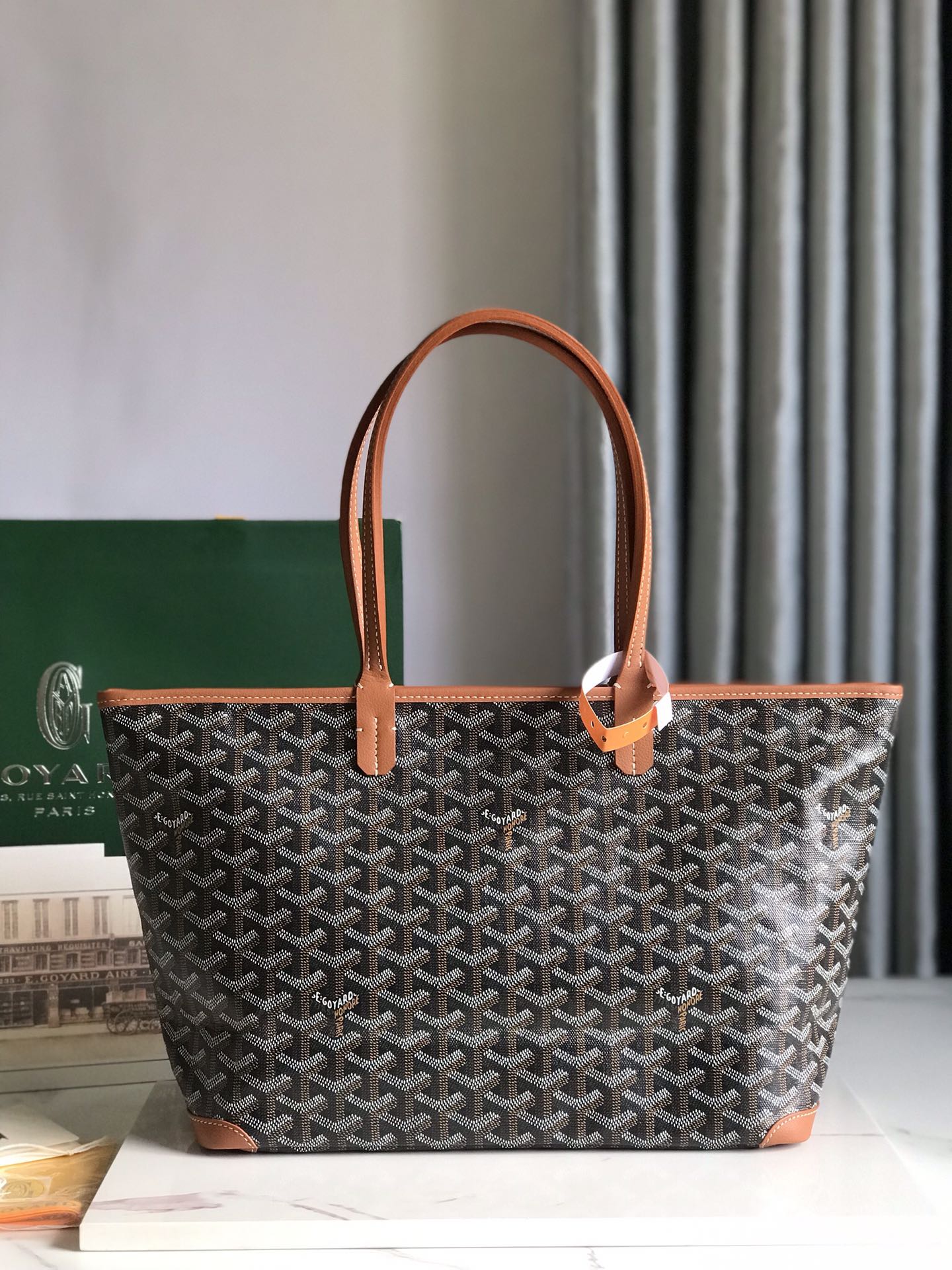 Goyard Saint Louis Artois PM Bag in Black and Tan