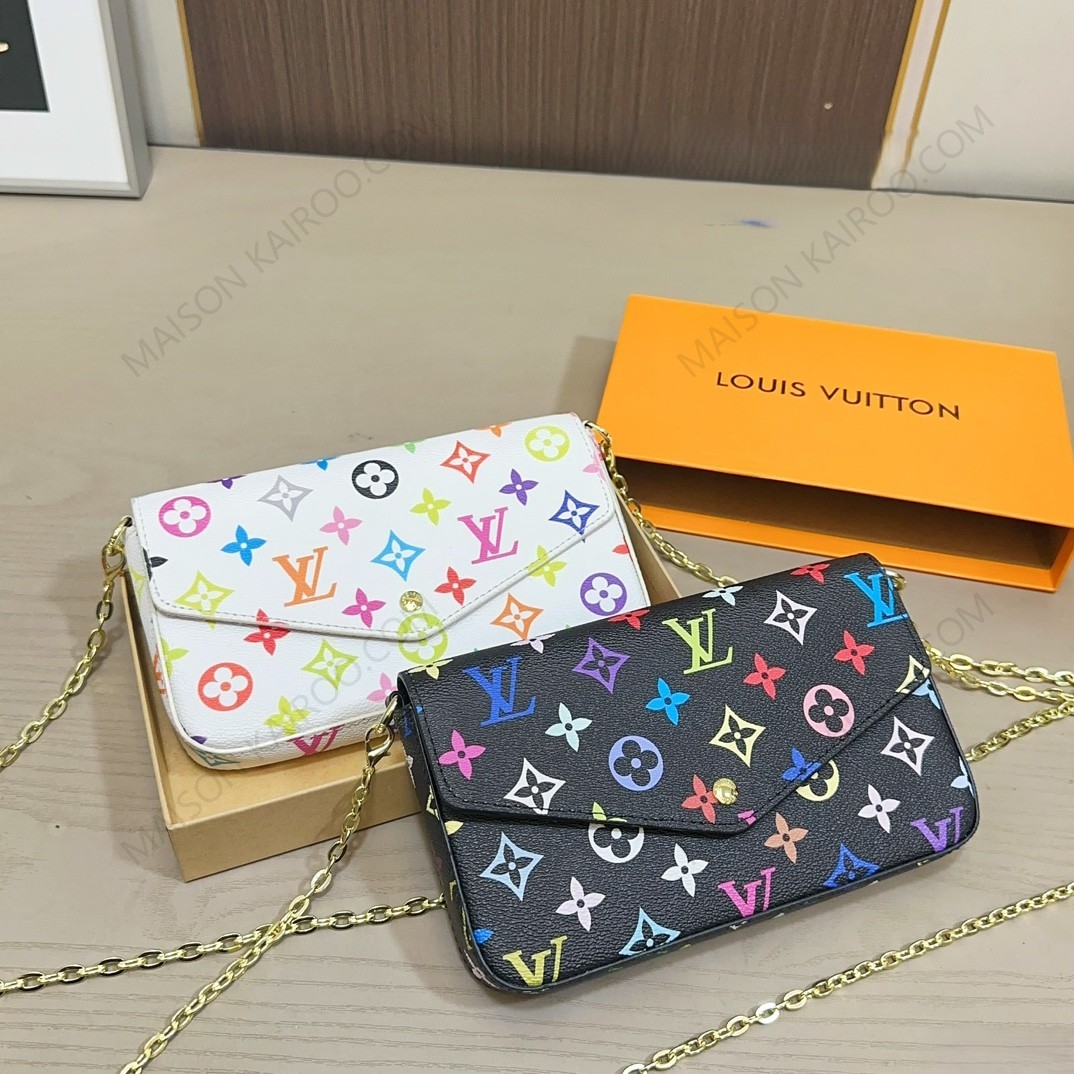 Louis Vuitton LV x TM Felicie Pochette 3-in-1 Monogram Multicolor Canvas Chain Envelope Shoulder Bag - KAIROO