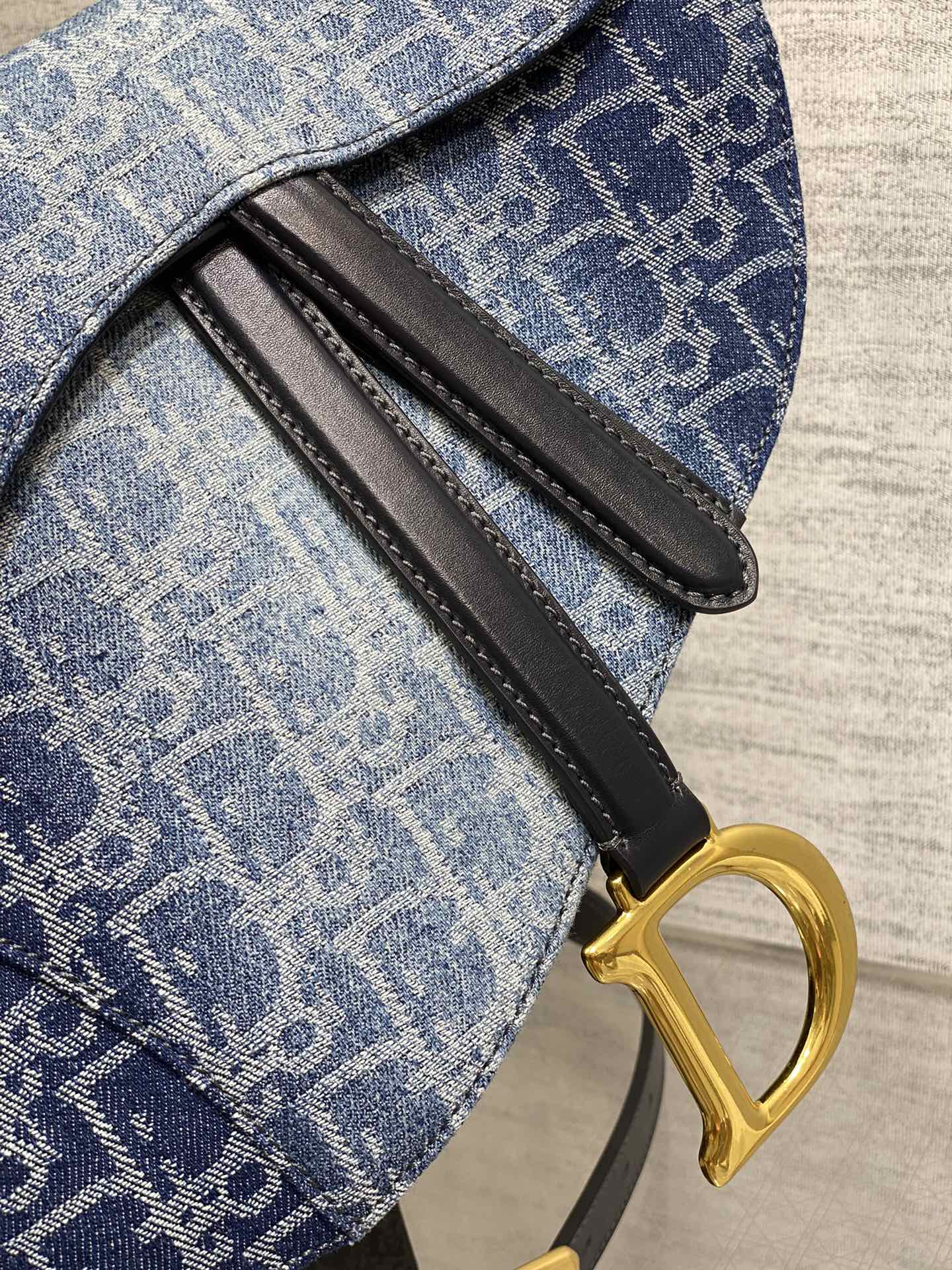 Dior Saddle Bag With Strap in Blue Oblique