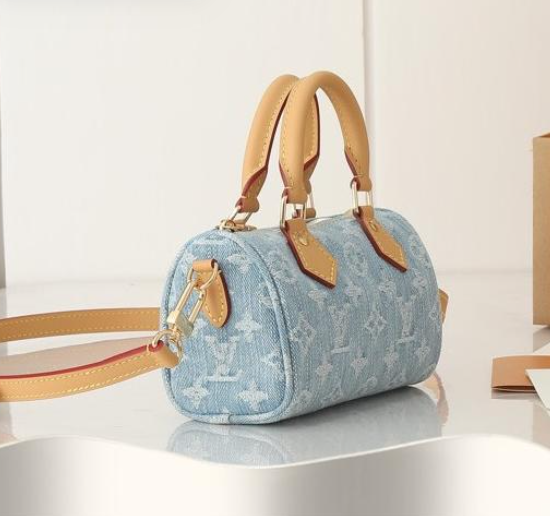 Louis Vuitton LV-Nano Speedy Light Denim Handbag
