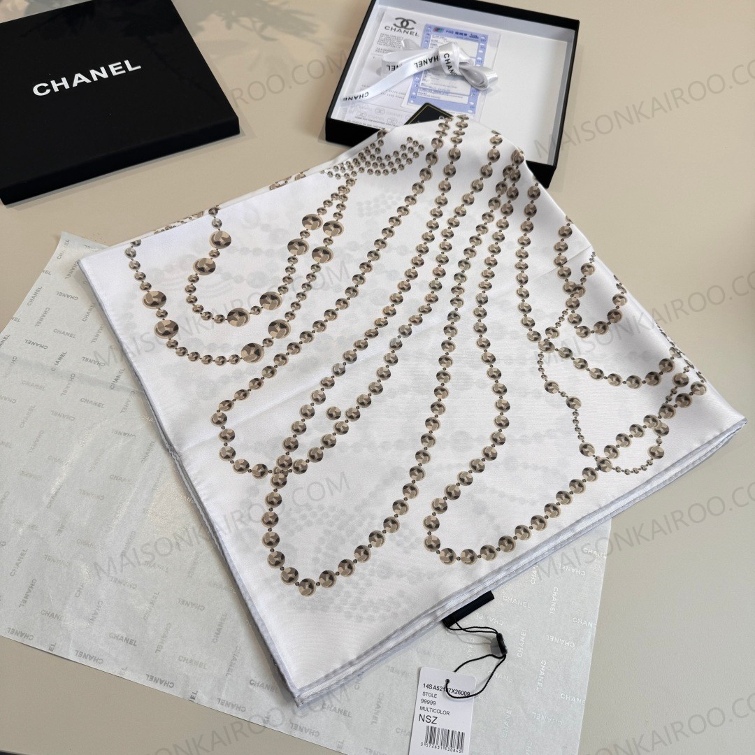Chanel Pearl Chain 90 Silk Scarf - KAIROO