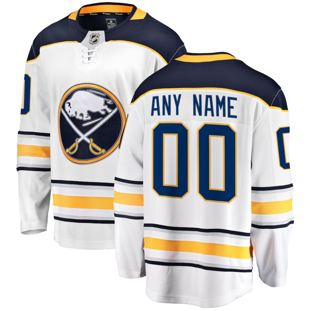 Customizable Buffalo Sabres Fanatics white and cream-colored jerseys