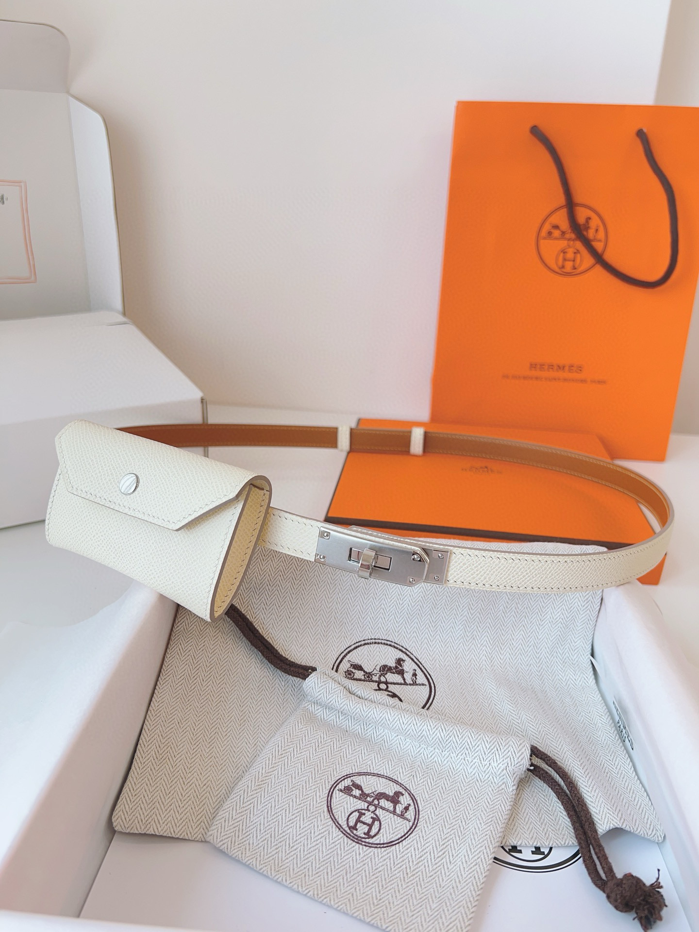 Hermes Kelly Pocket Leather Belt 18mm