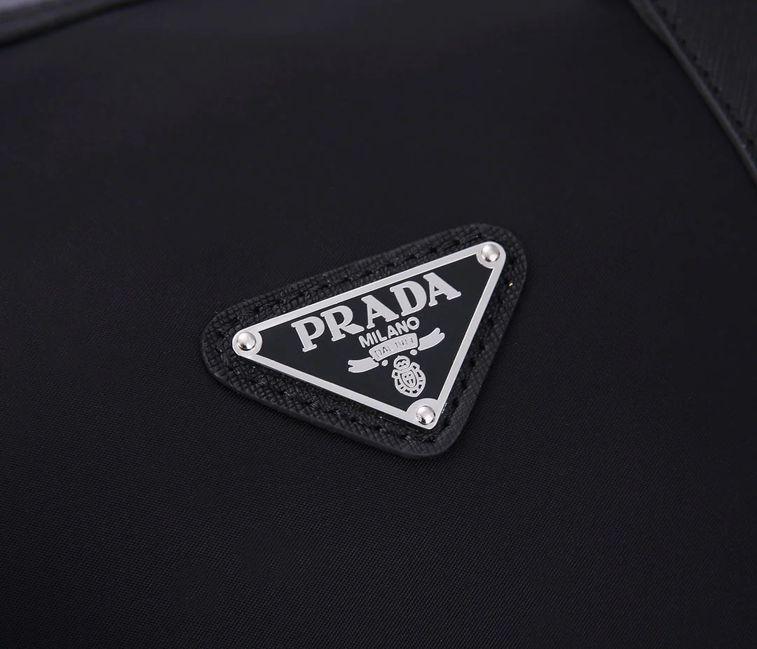 Prada 55 TRAVEL BAG IN BLACK WATERPROOF FABRIC