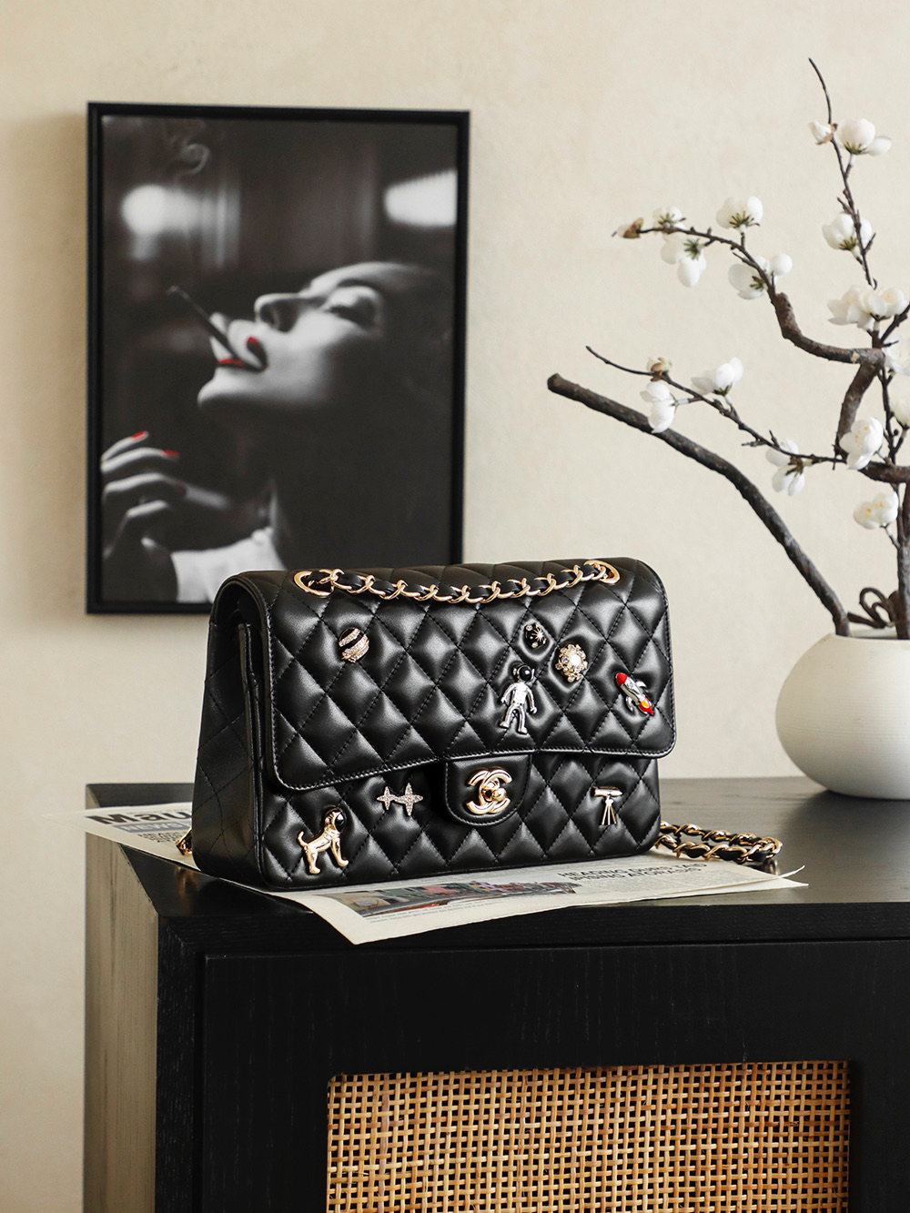 Chanel Classic 11.12 Handbag in Black Lambskin